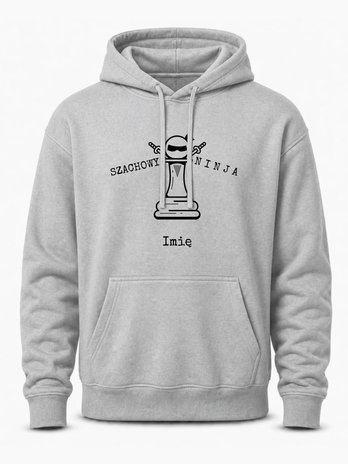 Bluza męska z kapturem dla szachisty - Szachowy ninja - personalizowana HSZ01