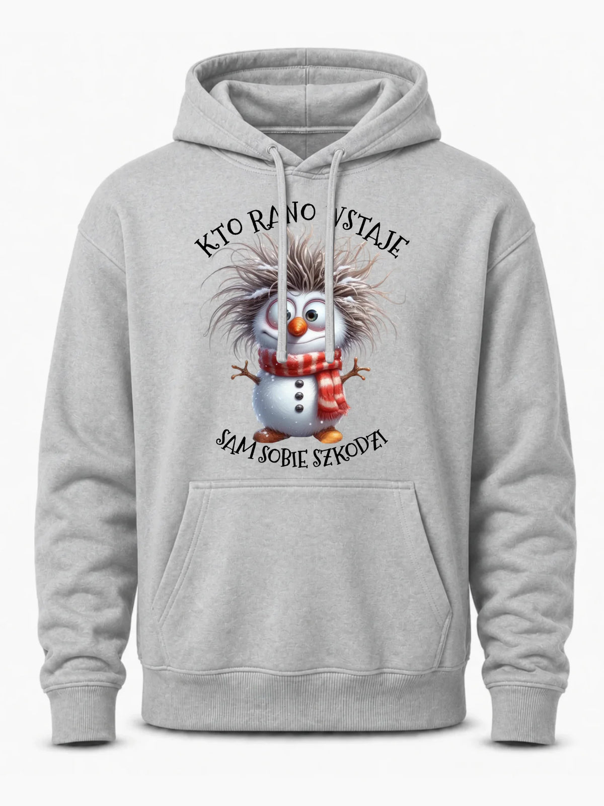 Bluza męska z kapturem świąteczna - Bałwanek - Kto rano wstaje sam sobie szkodzi BN133