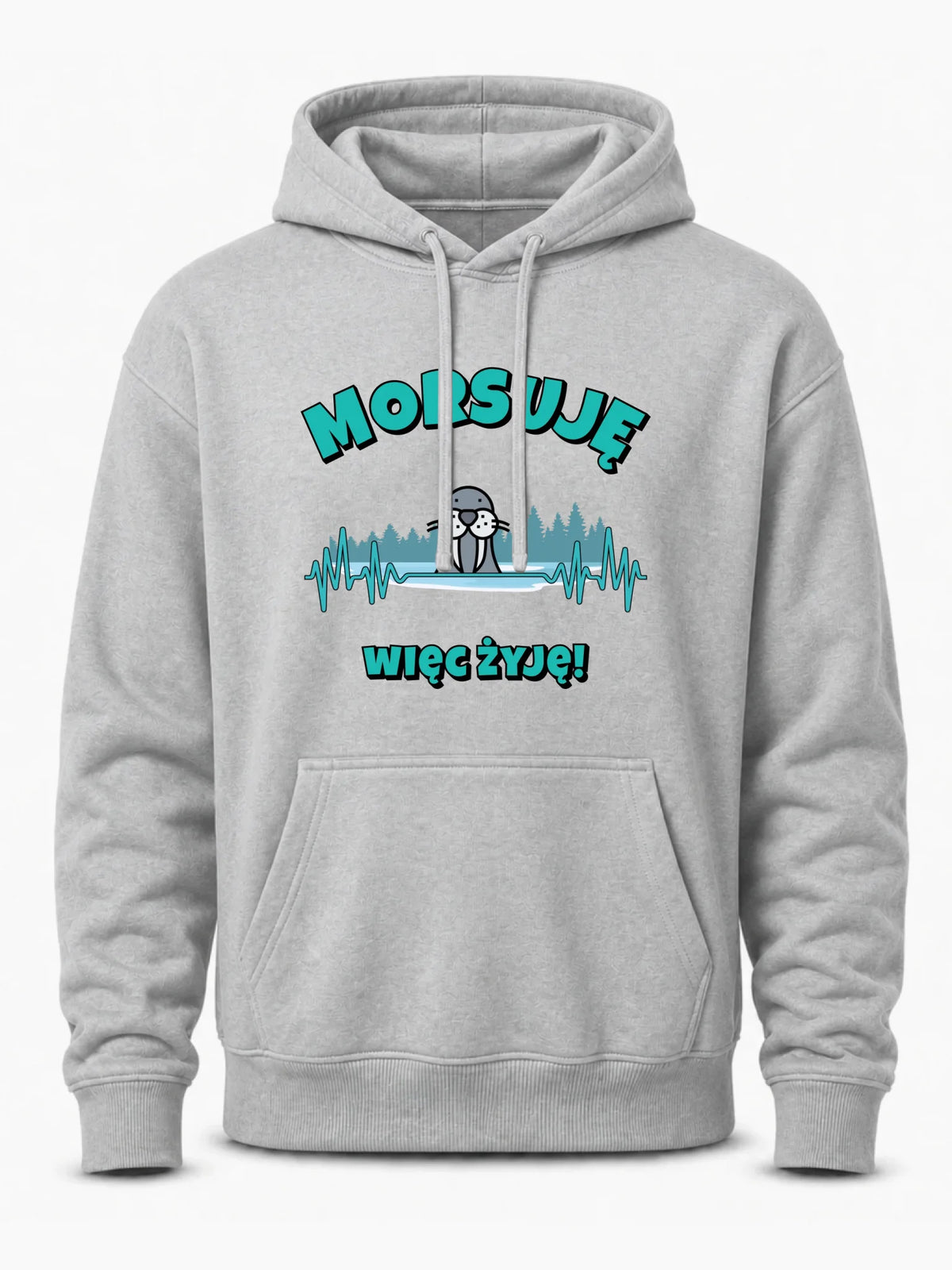 Bluza męska z kapturem - prezent dla morsa - Morsuję więc żyję - Mors HM02