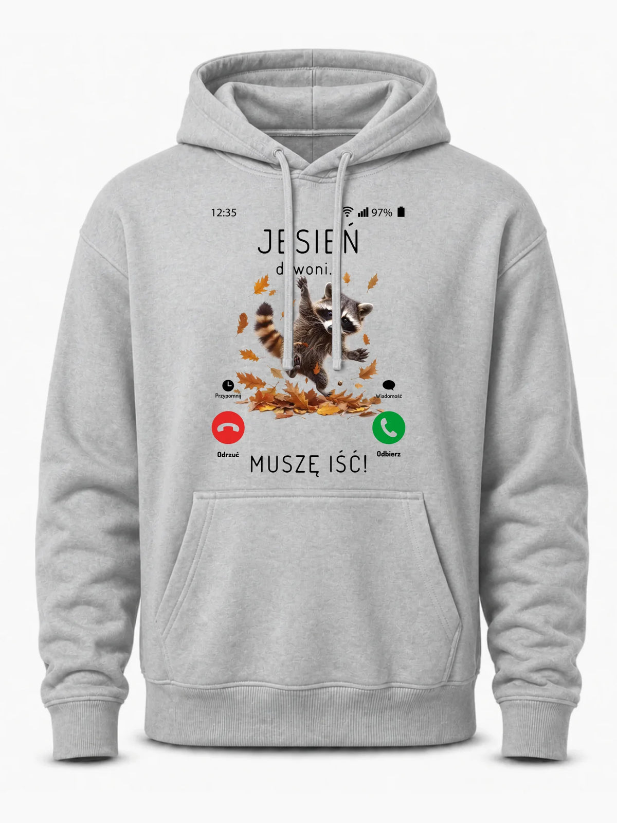 Bluza męska z kapturem jesienna - Jesień dzwoni muszę iść JS18