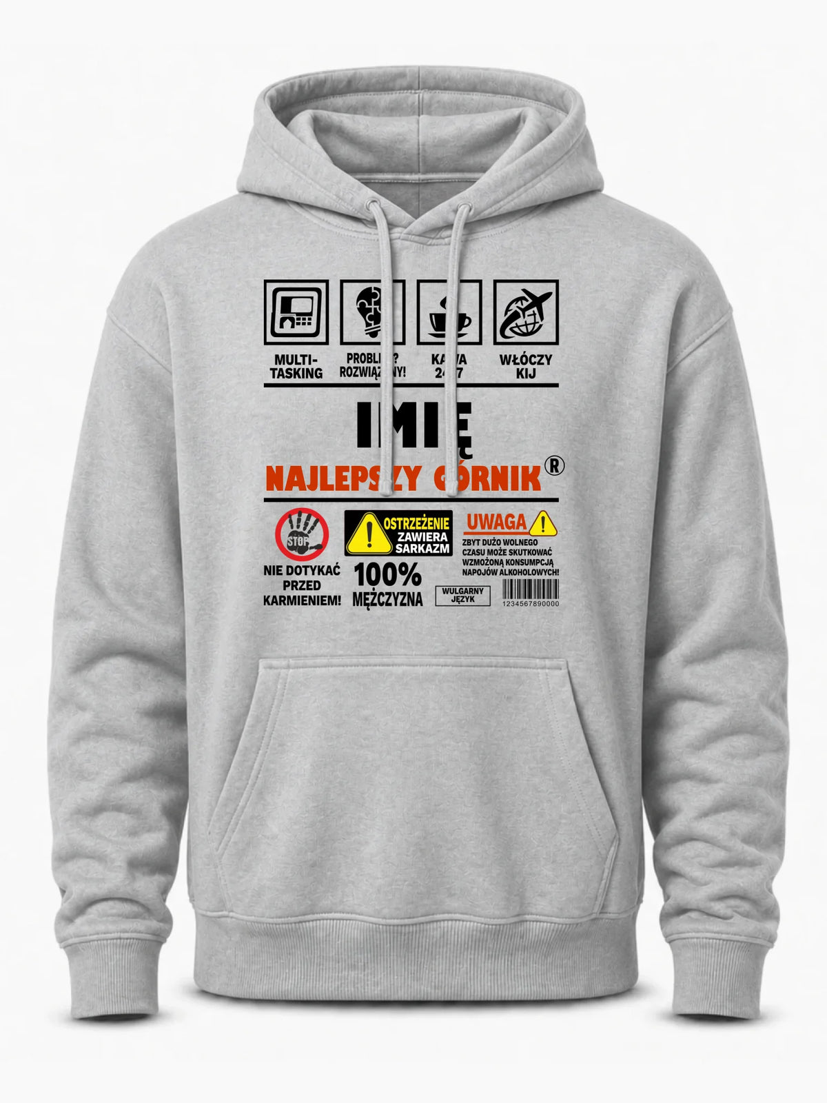 Bluza męska z kapturem - prezent dla górnika - Najlepszy górnik 24/7 - personalizowana G11
