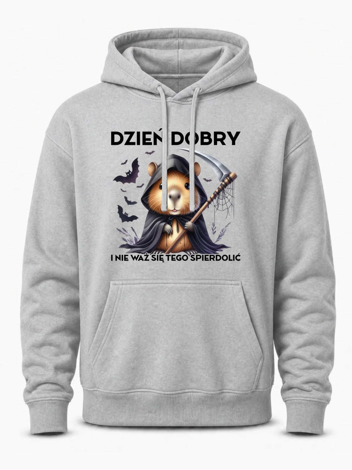 Bluza męska z kapturem na halloween - Kapibara Żniwiarz - Dzień dobry - bez cenzury HL20