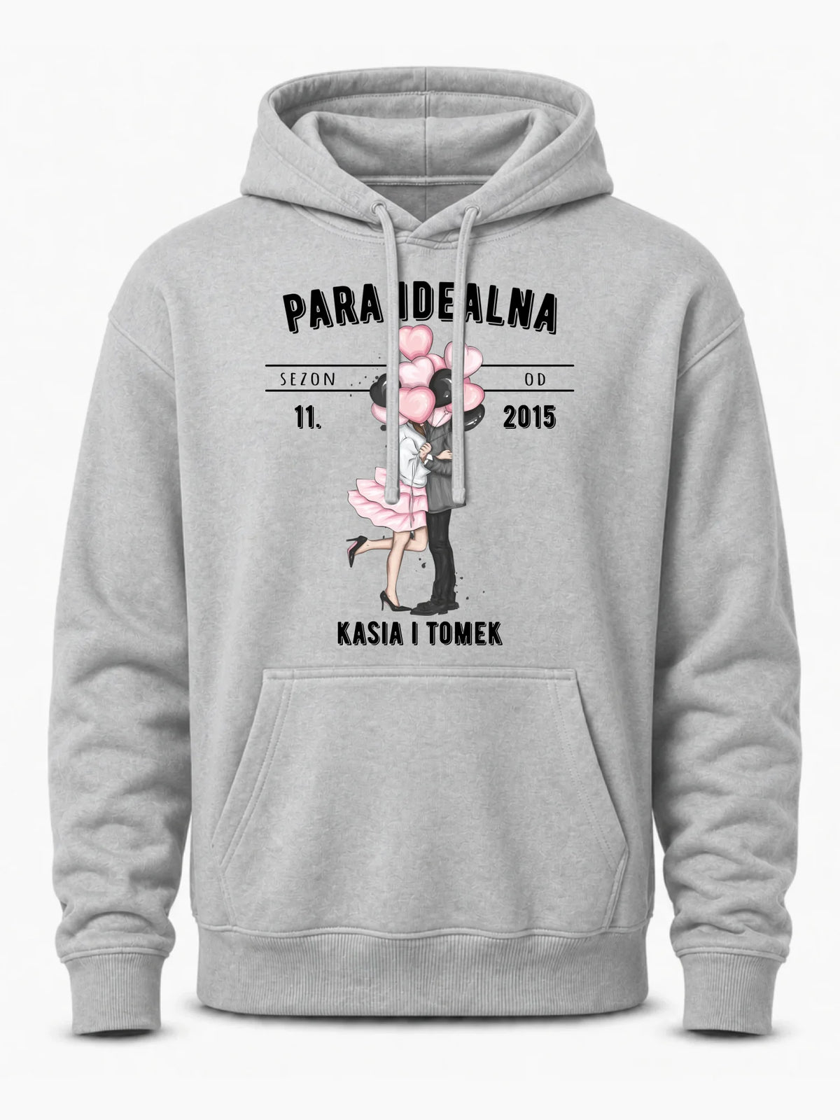 Bluza męska z kapturem dla par na rocznicę - Para idealna - personalizowana W11
