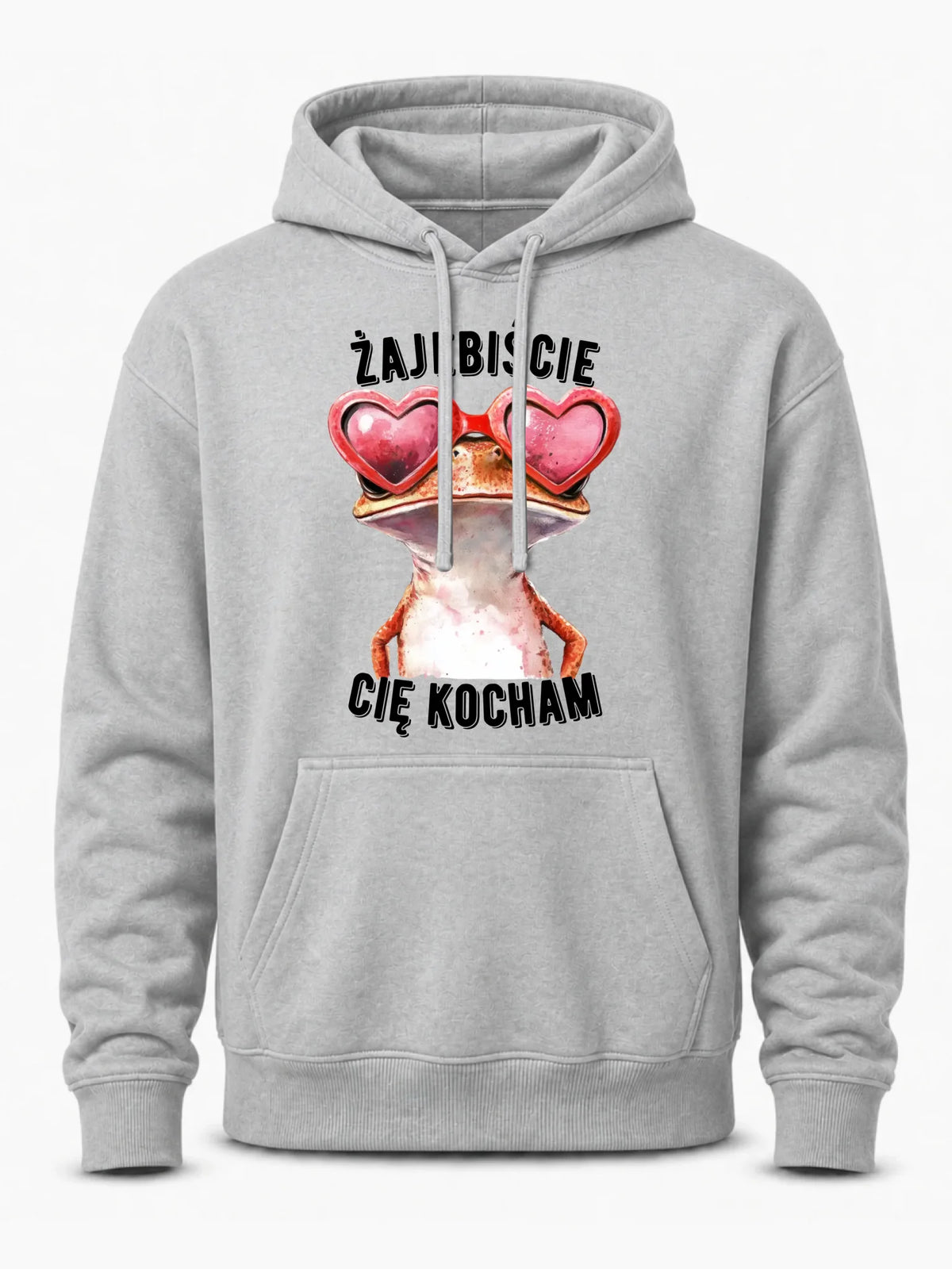 Bluza męska z kapturem dla par - Żajebiście Cię Kocham Żaba W17