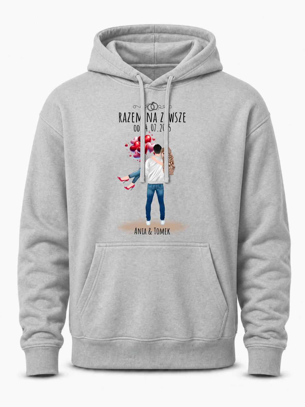 Bluza męska z kapturem dla par na rocznicę - Razem na zawsze - personalizowana W14