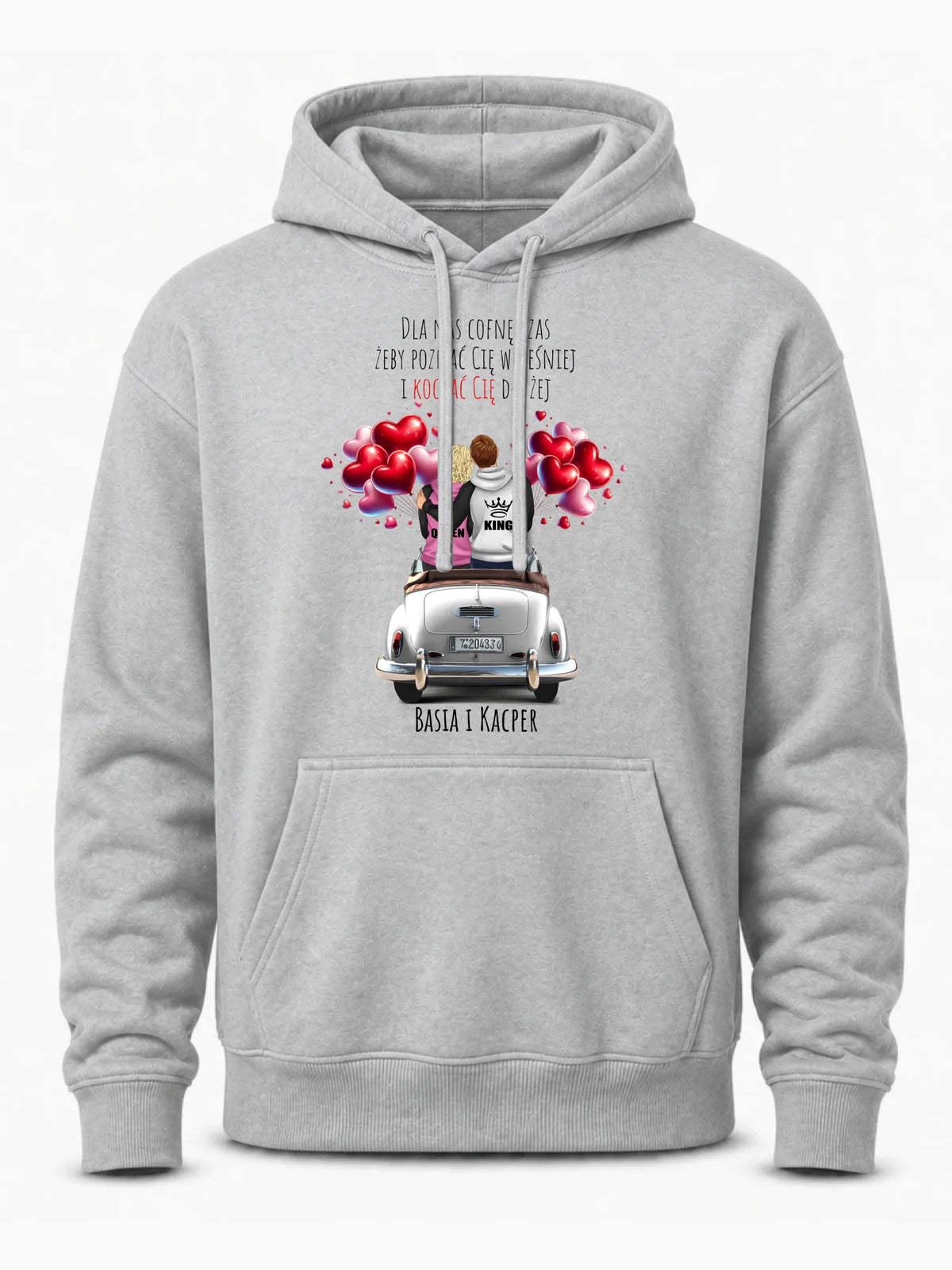 Bluza męska z kapturem dla par - Dla nas cofnę czas - personalizowana W08