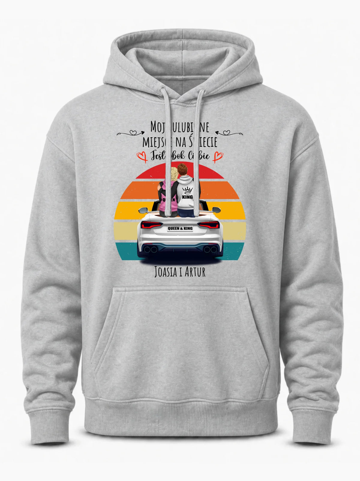 Bluza męska z kapturem dla par - Moje ulubione miejsce - personalizowana W06