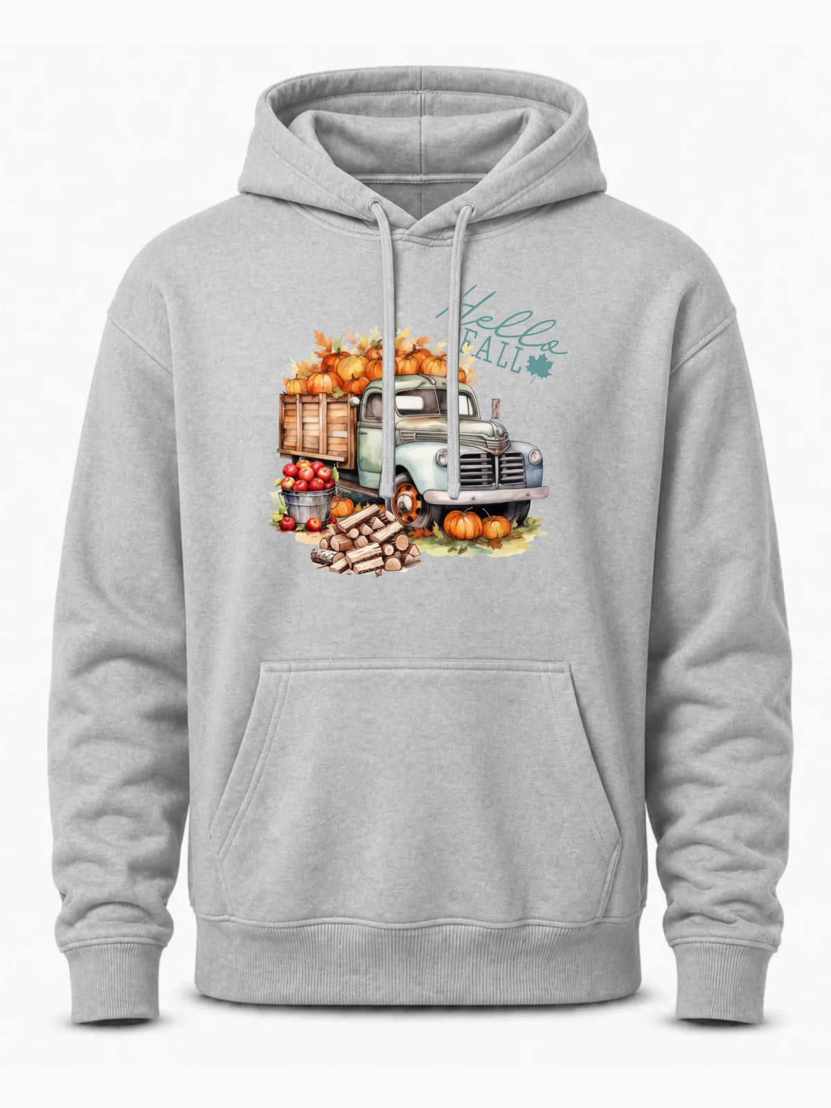Bluza męska z kapturem jesienna – Hello Fall ciężarówka z dyniami JS08
