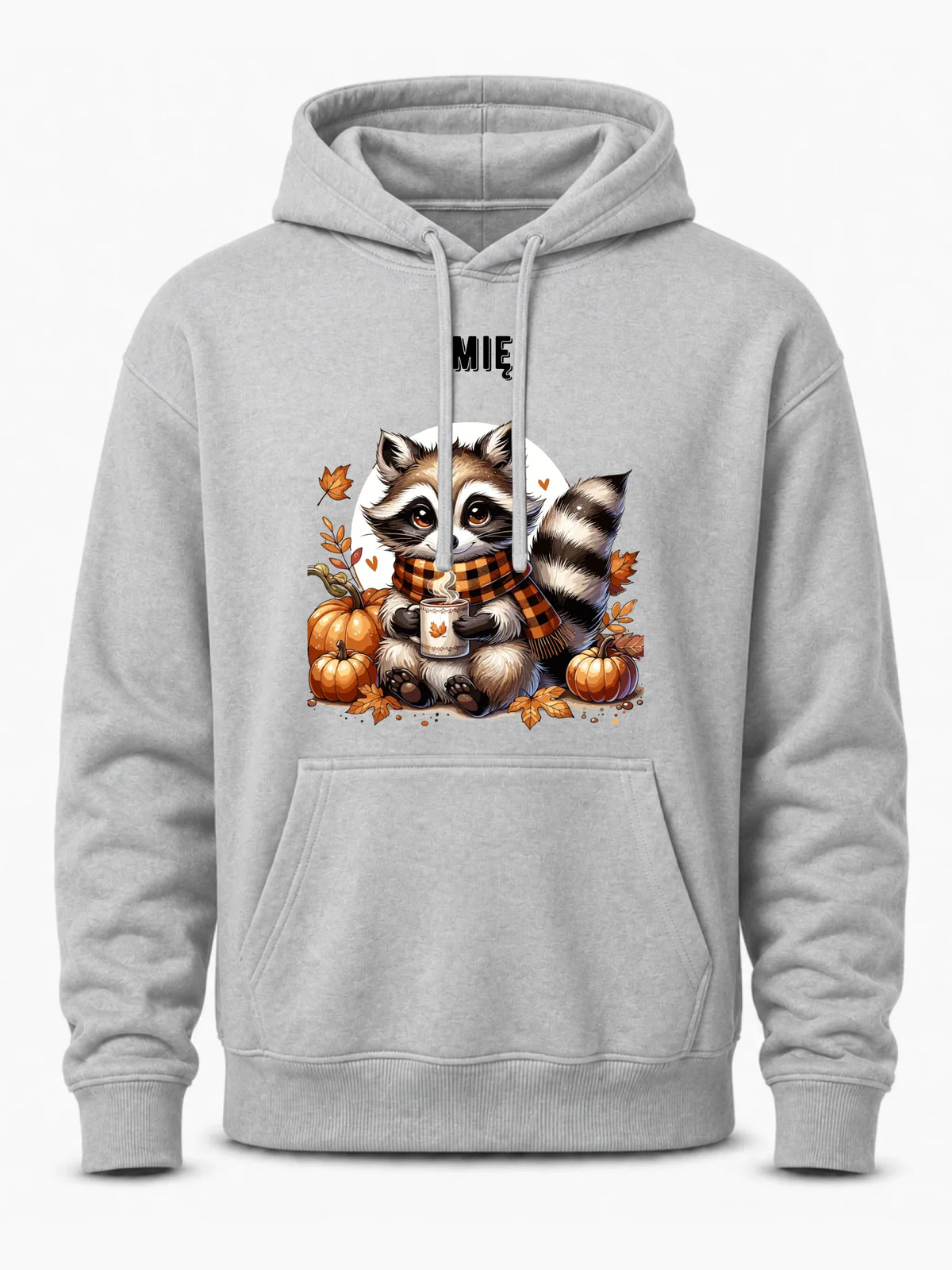 Bluza męska z kapturem jesienna – Szop z kawą i dyniami - personalizowana JS16
