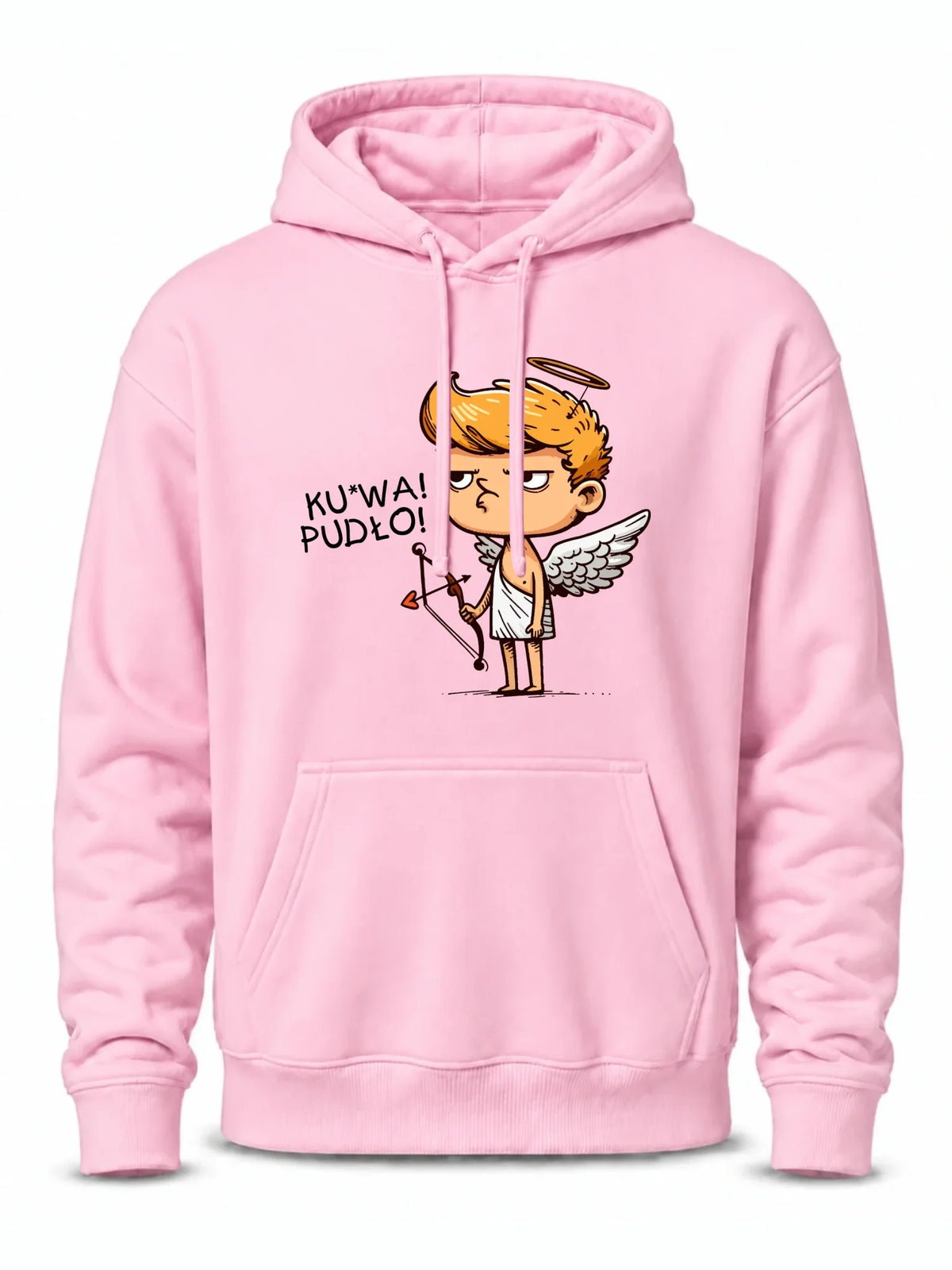 Bluza męska z kapturem - Aniołek z łukiem ku*wa pudło - bez cenzury W56