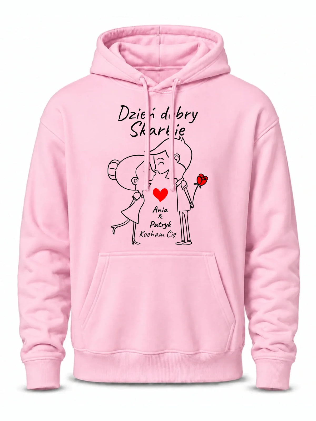 Bluza męska z kapturem dla par - Dzień dobry Skarbie - personalizowana W15