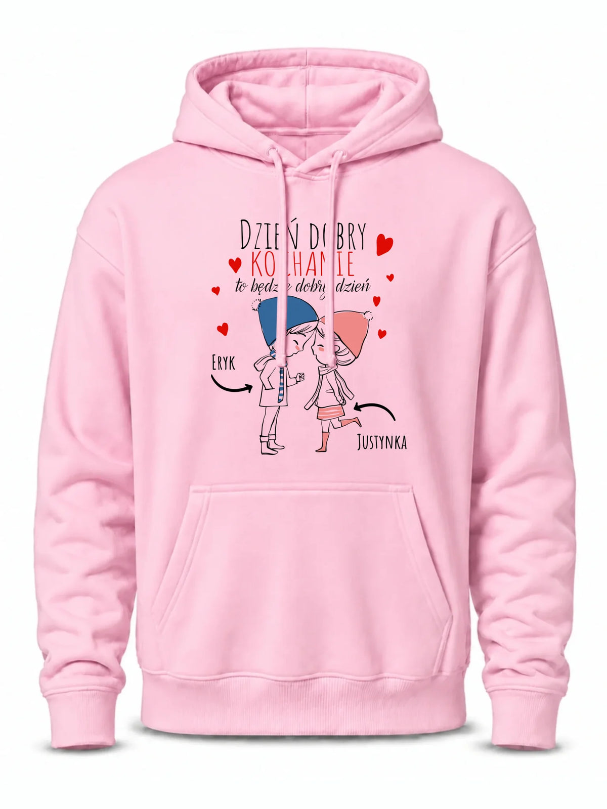Bluza męska z kapturem dla par - Dzień dobry Kochanie - personalizowana W10