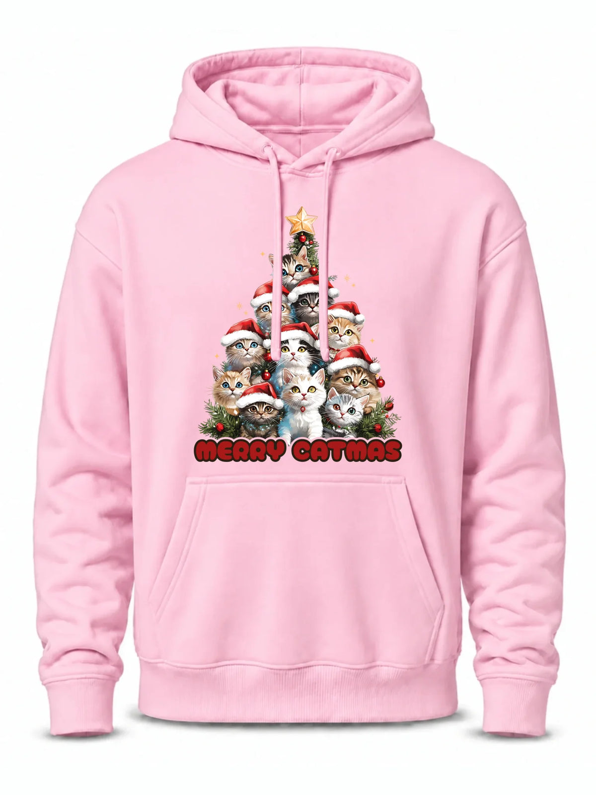Bluza męska z kapturem świąteczna - Kocia choinka Merry Catmas BN20