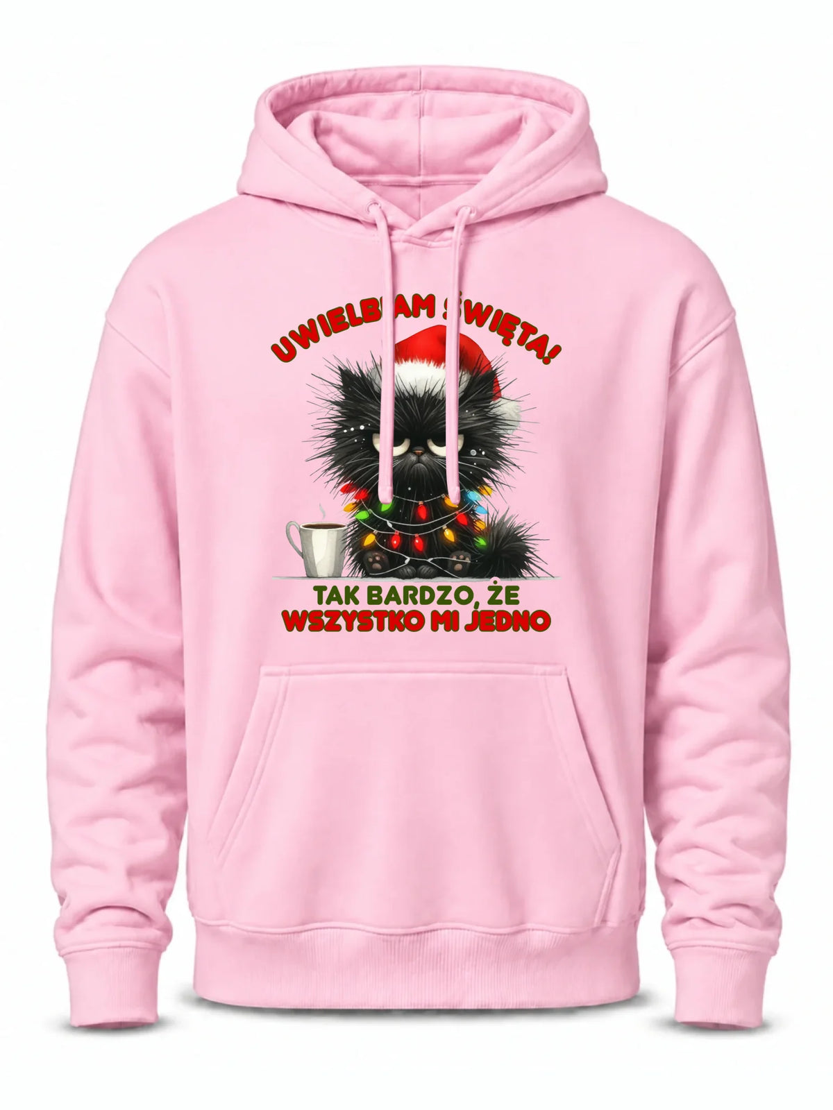 Bluza męska z kapturem świąteczna - Kot Maruda Wszystko mi jedno BN35
