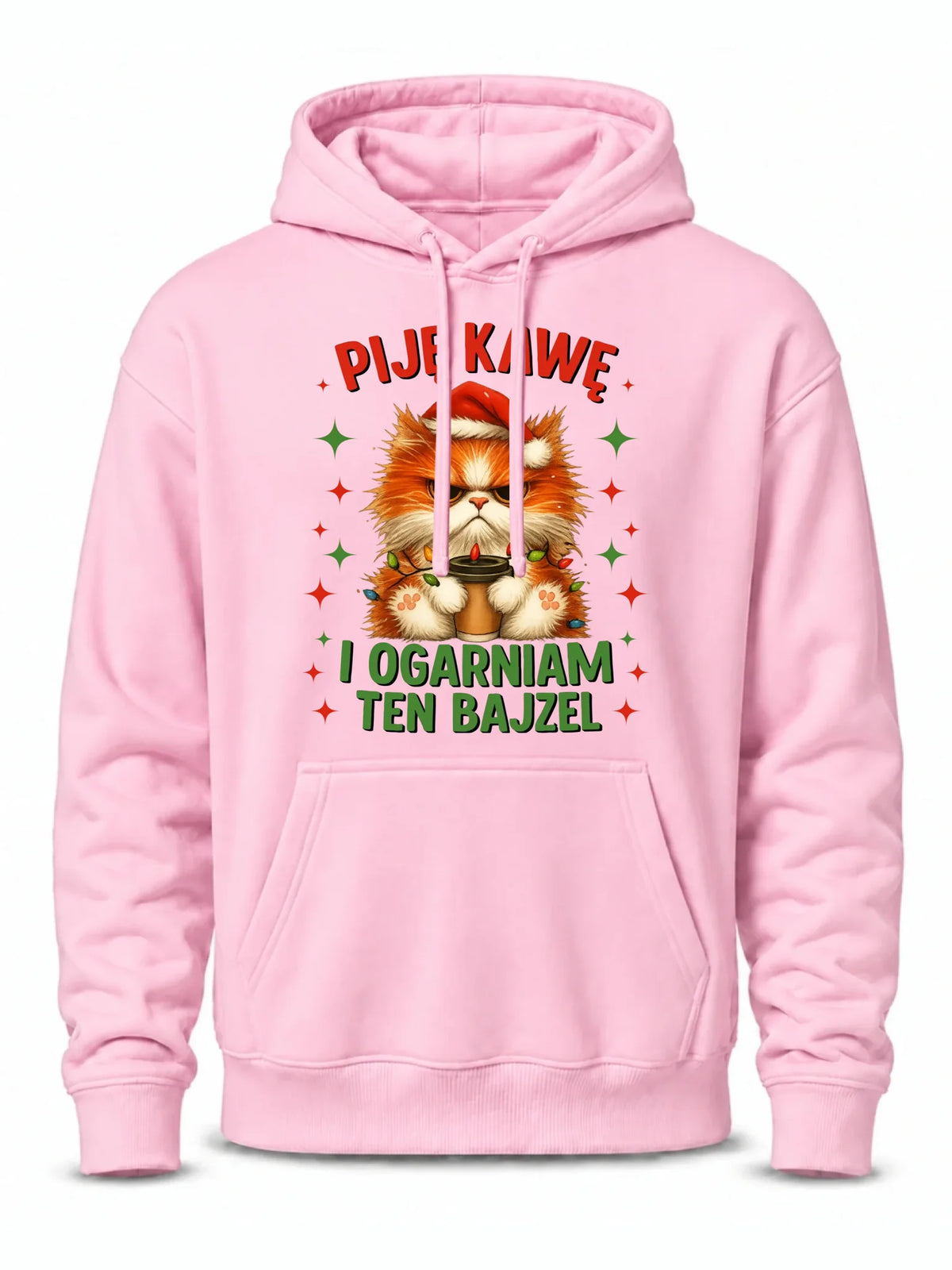 Bluza męska z kapturem świąteczna - Kot Piję kawę i ogarniam ten bajzel BN39