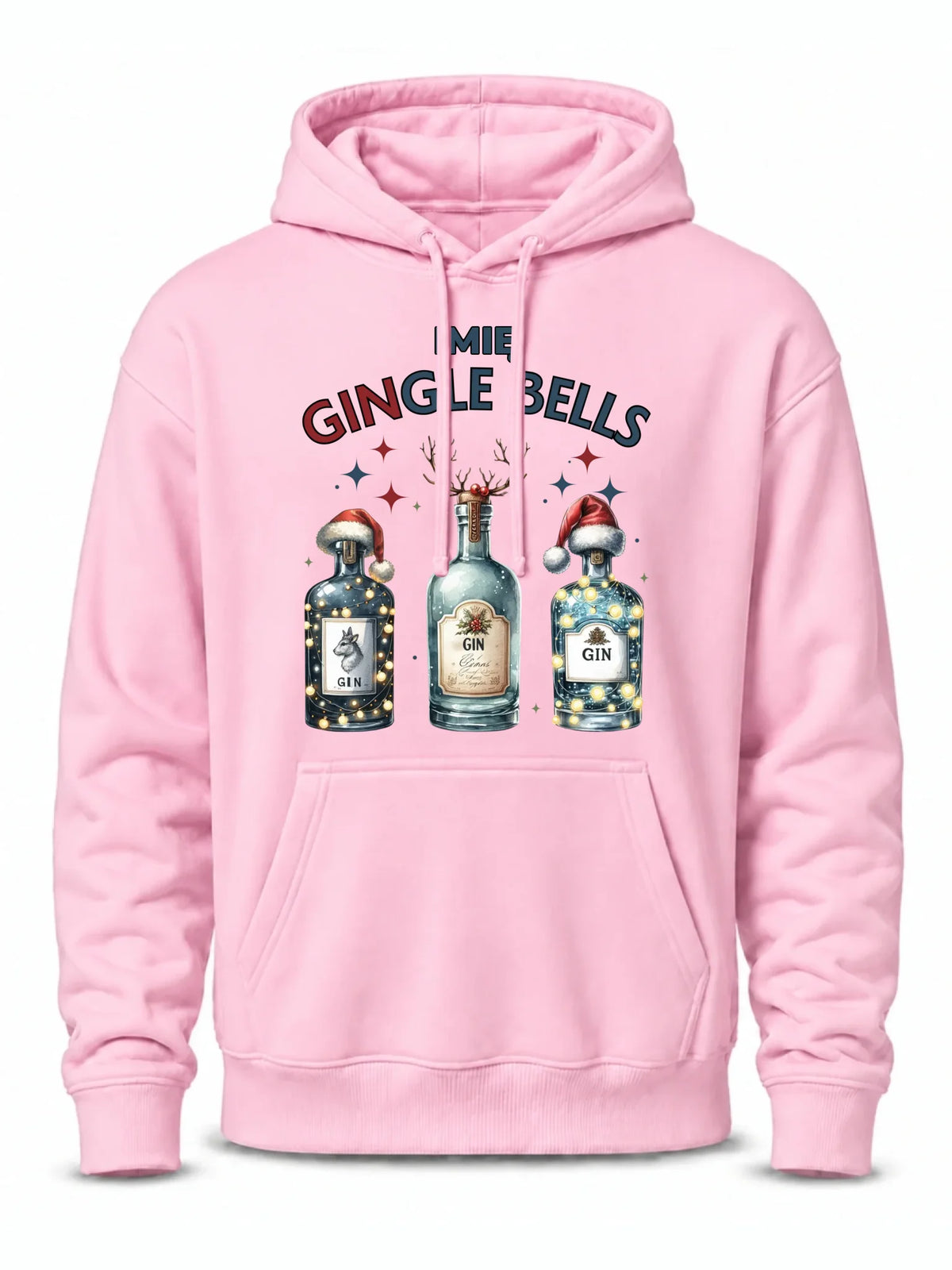 Bluza męska z kapturem świąteczna - Gin Gingle bells - personalizowana BN68
