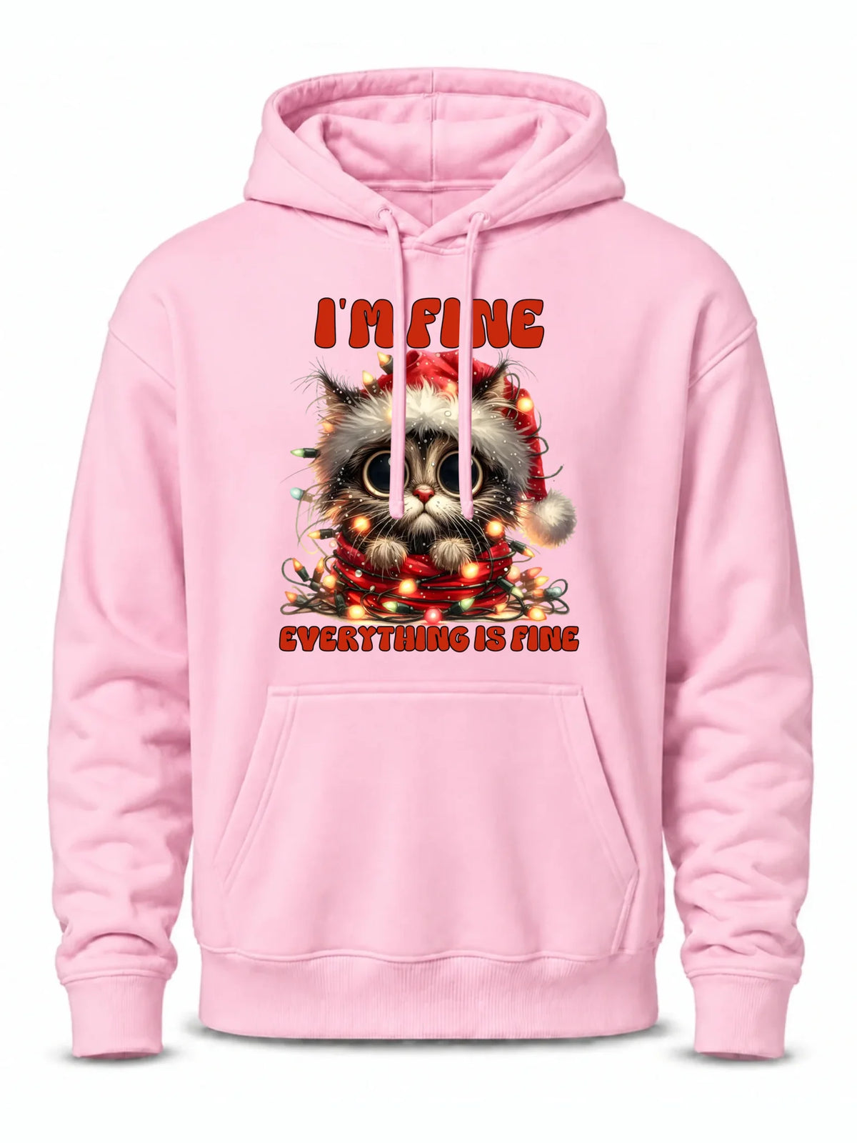 Bluza męska z kapturem świąteczna - Kotek I'm fine everything is fine BN67