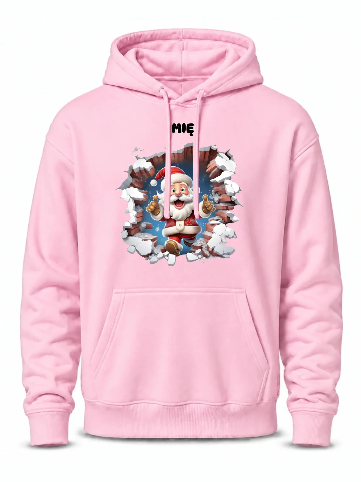 Bluza męska z kapturem świąteczna - Mikołaj 3D - personalizowana BN83