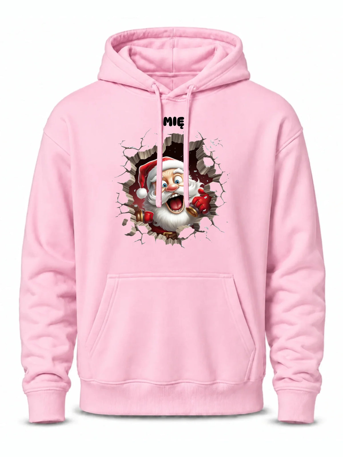 Bluza męska z kapturem świąteczna - Mikołaj 3D - personalizowana BN85