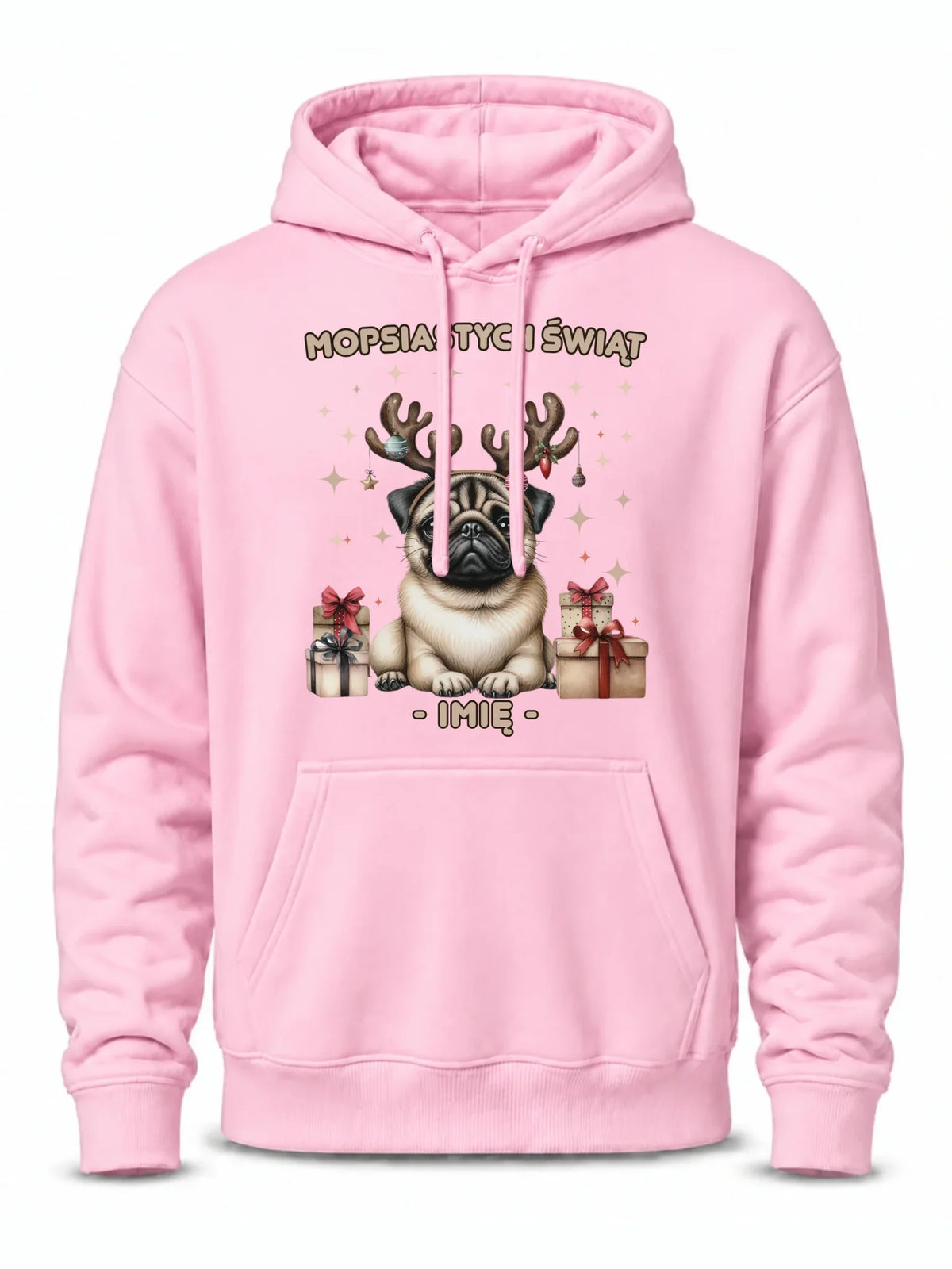 Bluza męska z kapturem świąteczna - Mops Mopsiastych świąt - personalizowana BN91