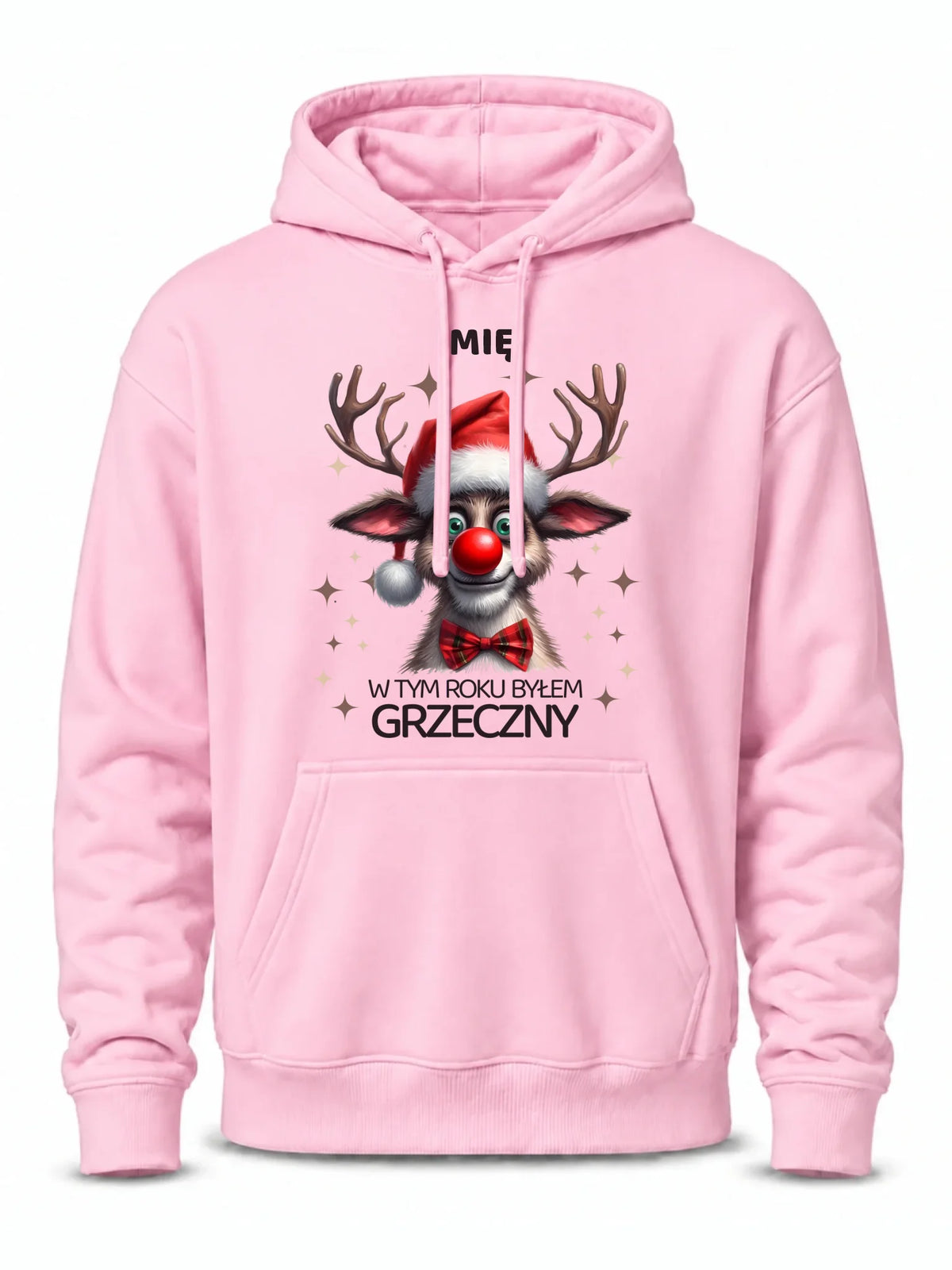 Bluza męska z kapturem świąteczna - Renifer W tym roku byłem grzeczny - personalizowana BN96