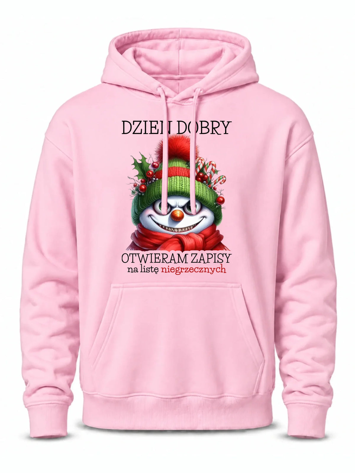 Bluza męska z kapturem świąteczna - Niegrzeczny bałwan - Dzień dobry otwieram zapisy na listę BN121