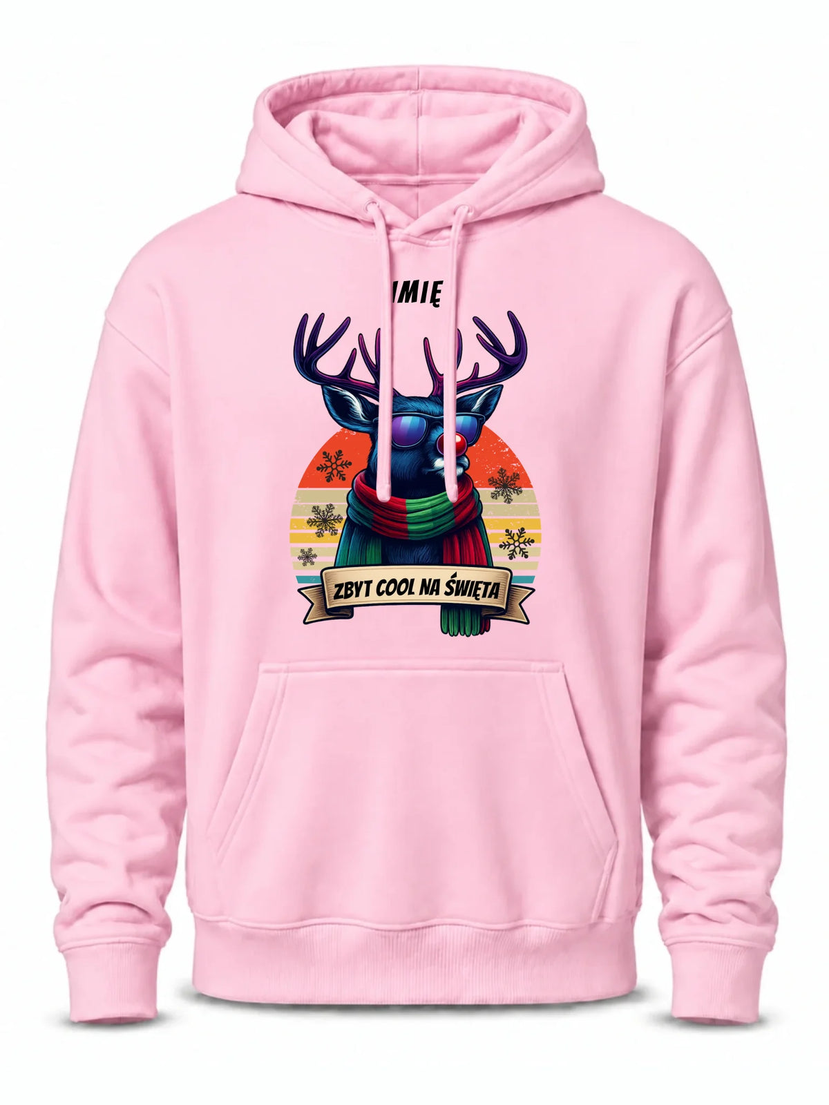 Bluza męska z kapturem świąteczna z reniferem - Zbyt cool na święta - personalizowana BN128