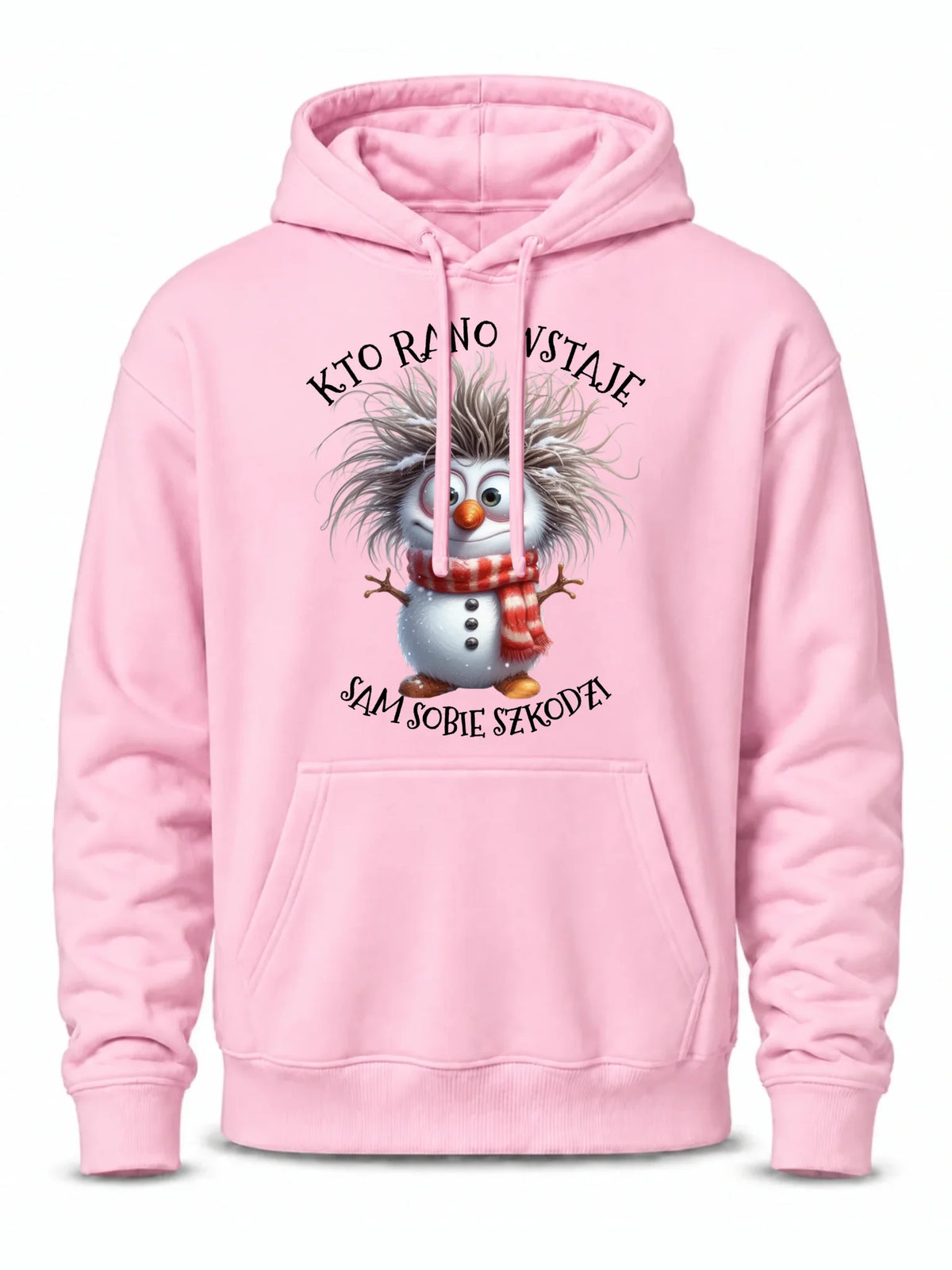 Bluza męska z kapturem świąteczna - Bałwanek - Kto rano wstaje sam sobie szkodzi BN133