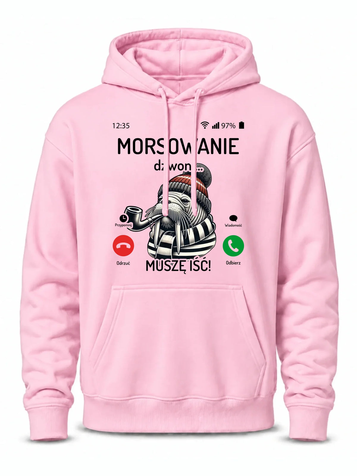 Bluza męska z kapturem - prezent dla morsa - Morsowanie dzwoni muszę iść - Mors HM19