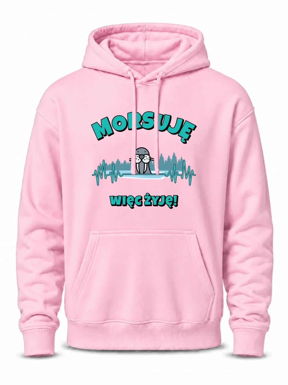 Bluza męska z kapturem - prezent dla morsa - Morsuję więc żyję - Mors HM02