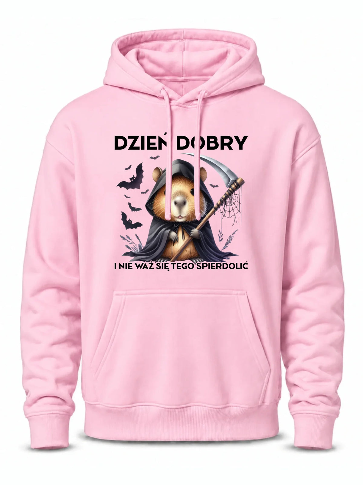 Bluza męska z kapturem na halloween - Kapibara Żniwiarz - Dzień dobry - bez cenzury HL20