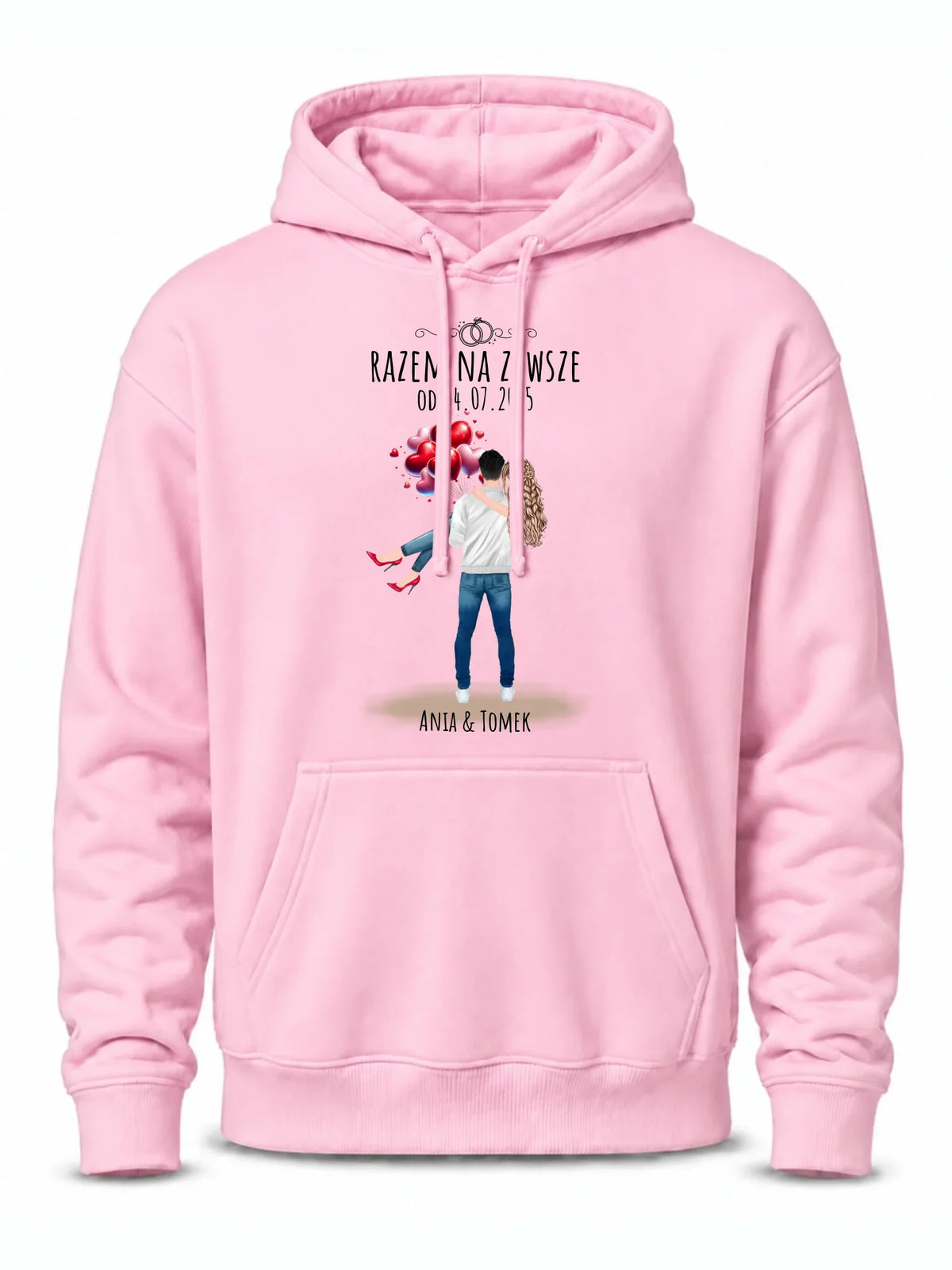 Bluza męska z kapturem dla par na rocznicę - Razem na zawsze - personalizowana W14