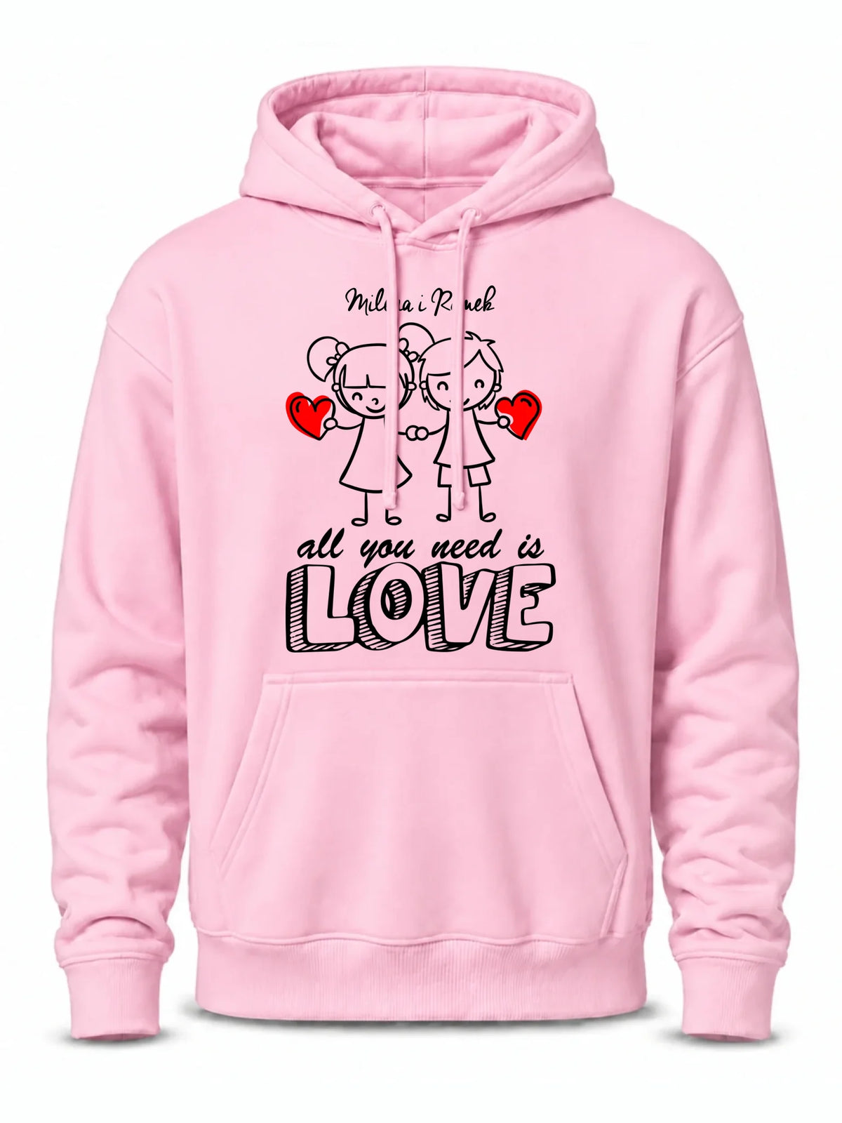 Bluza męska z kapturem dla par - All You need is love - personalizowana W13