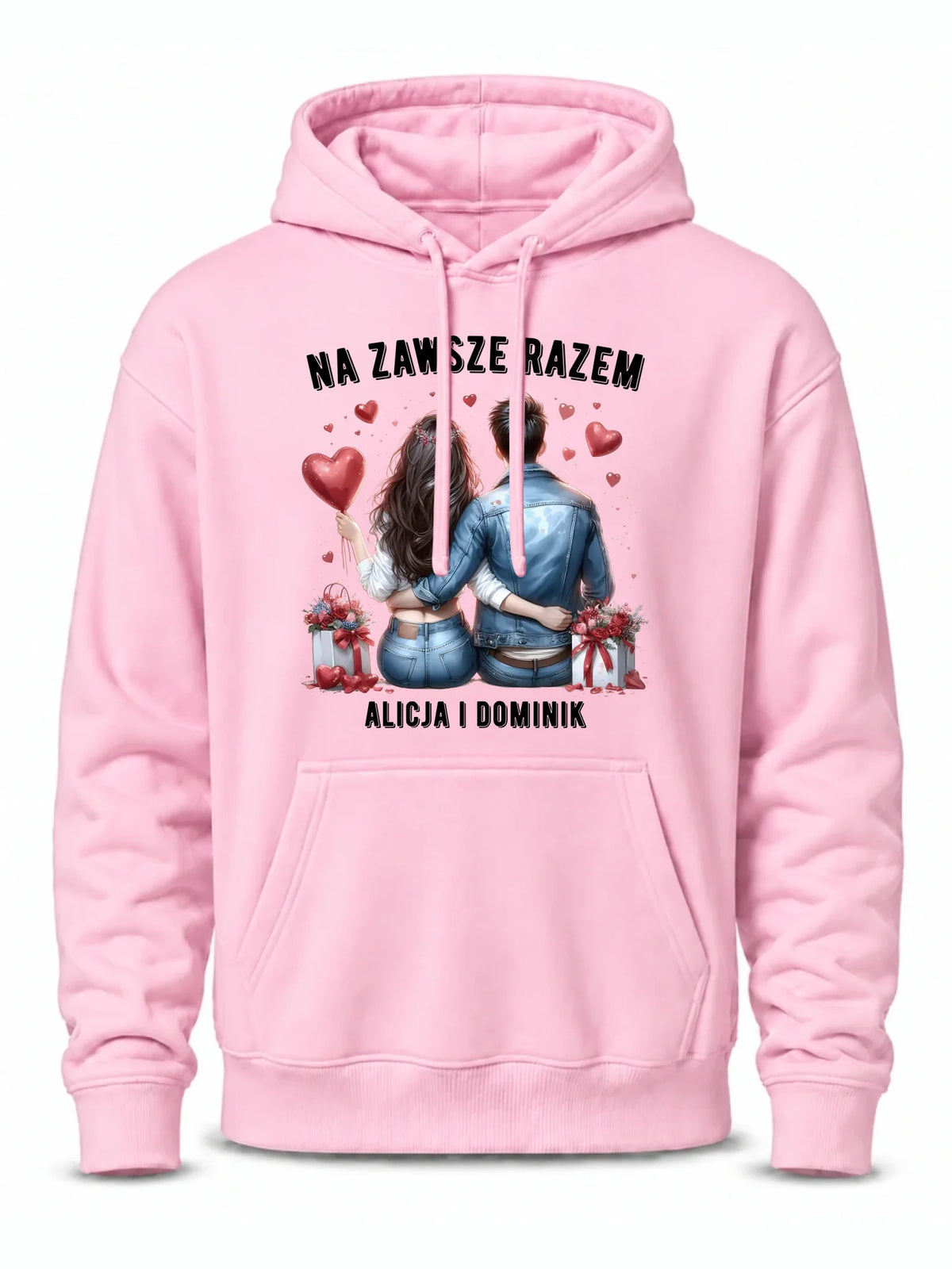 Bluza męska z kapturem dla par - Na zawsze razem - personalizowana W07