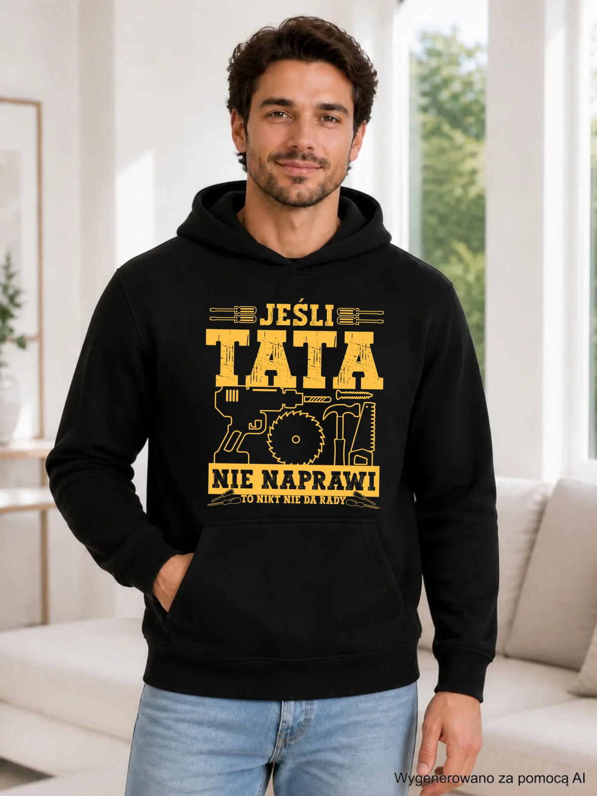 Bluza z kapturem dla taty - Jeśli tata nie naprawi to nikt nie da rady DT43