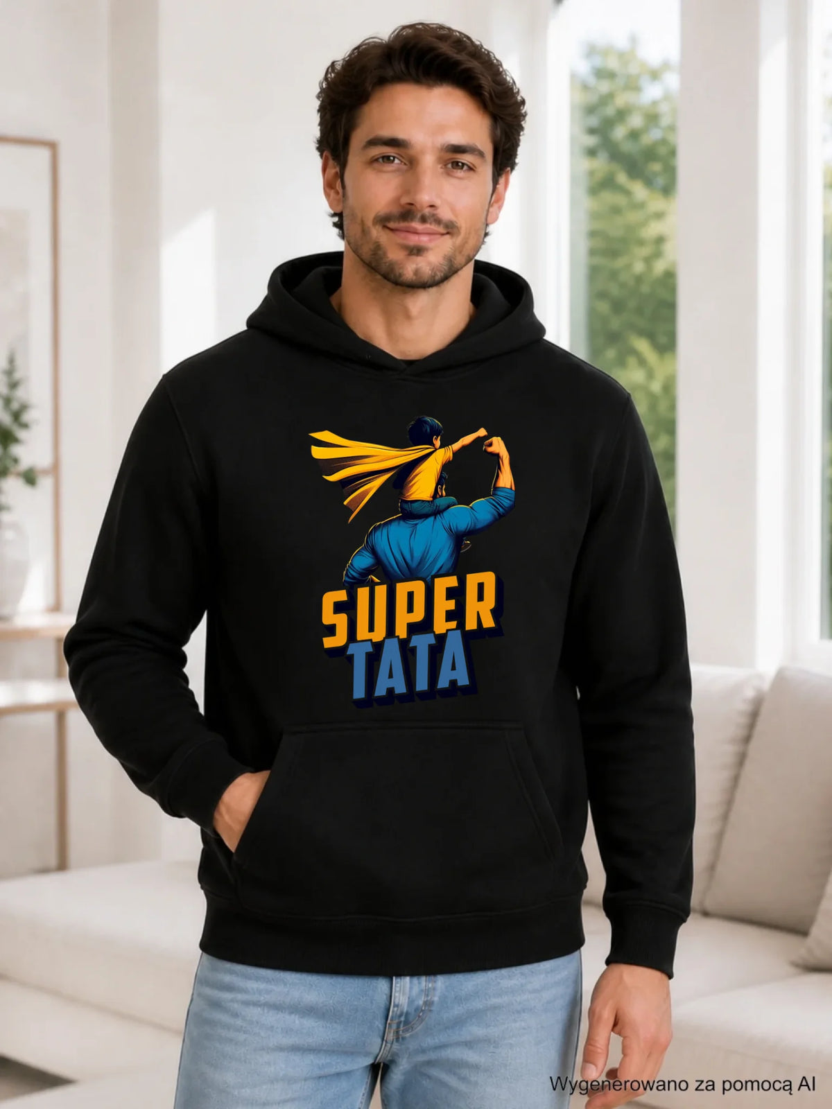 Bluza z kapturem dla taty - Super Tata z synem DT38