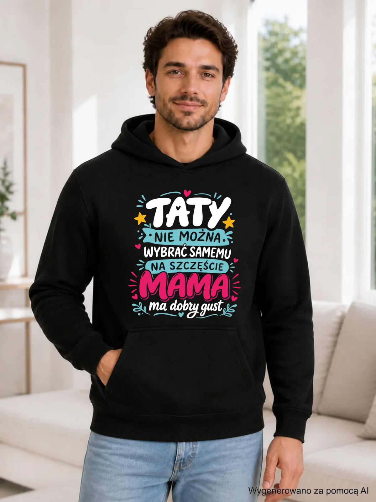 Bluza z kapturem dla taty - Taty nie można wybrać samemu na szczęście mama do dobry gust DT40