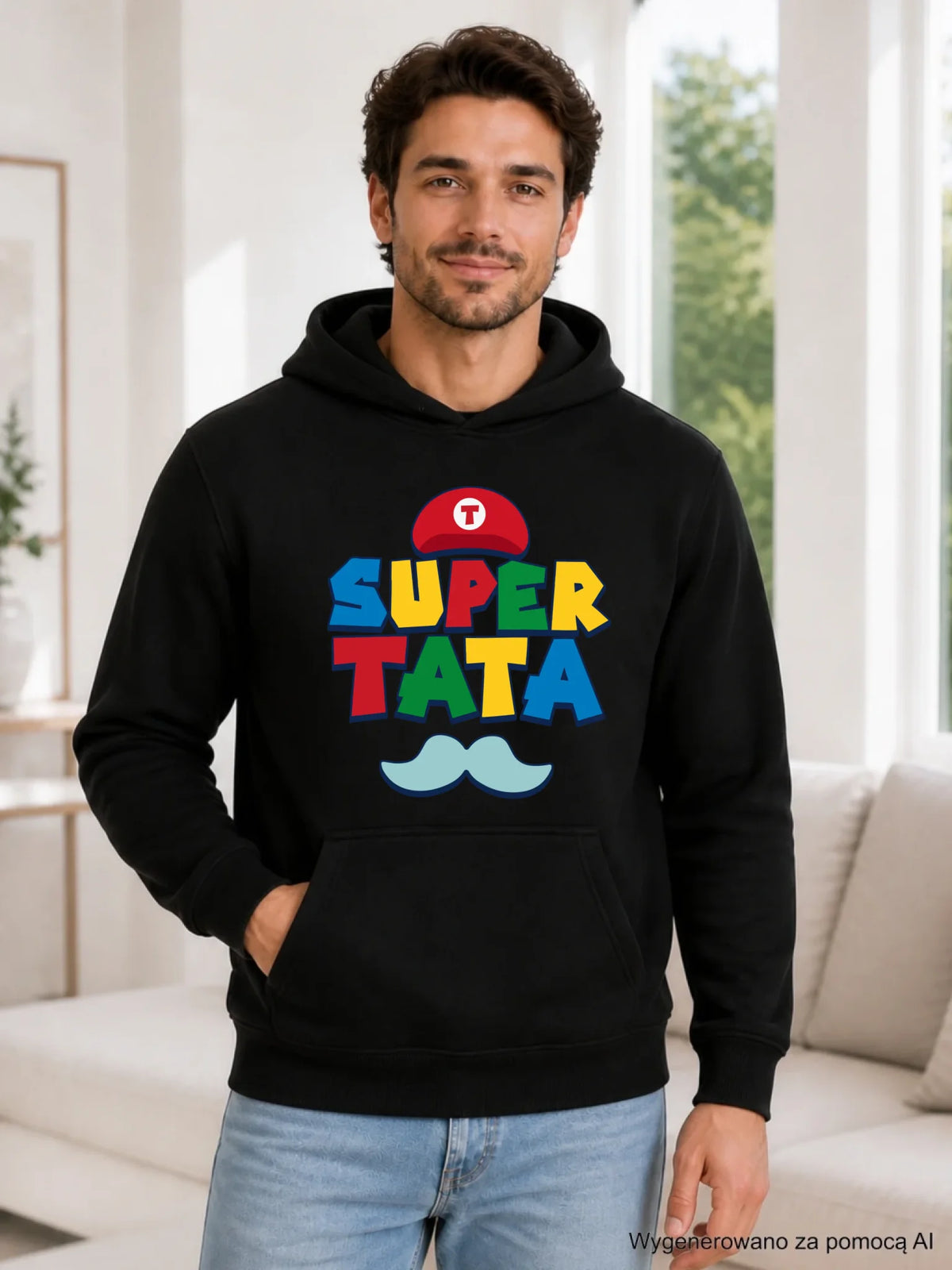 Bluza z kapturem dla taty - Super Tata w stylu Mario DT28