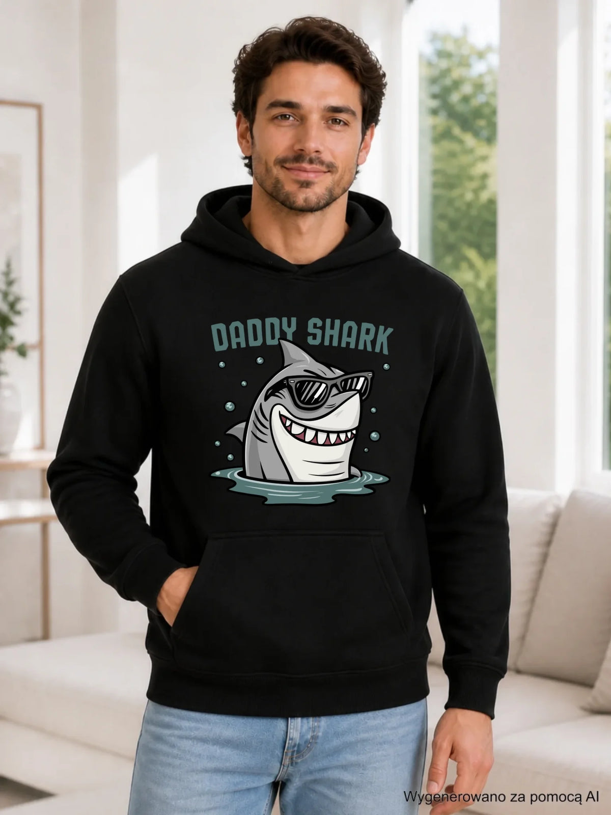 Bluza z kapturem dla taty - Daddy shark DT15