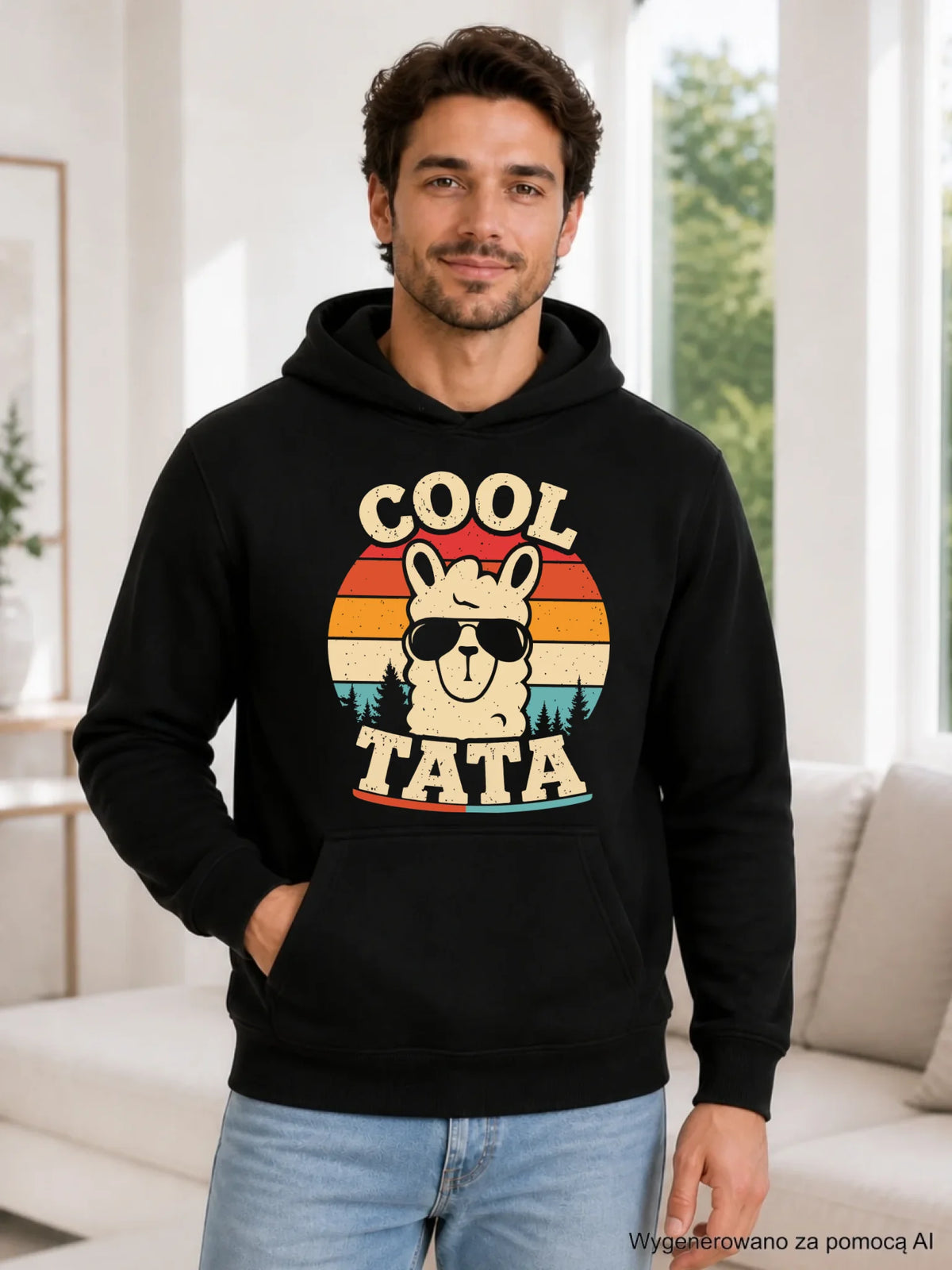 Bluza z kapturem dla taty - Lama w okularach Cool tata DT04