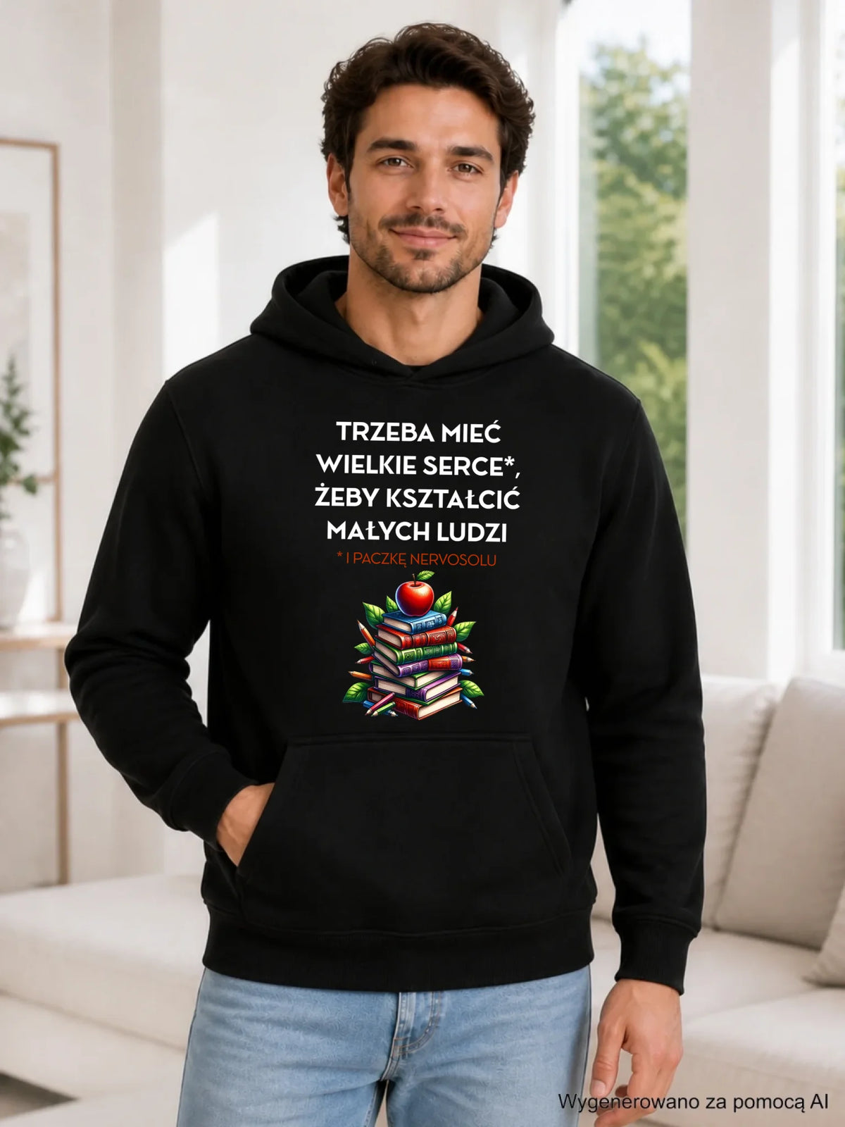 Bluza z kapturem dla nauczyciela - Trzeba mieć wielkie serce i paczkę nervosolu N73