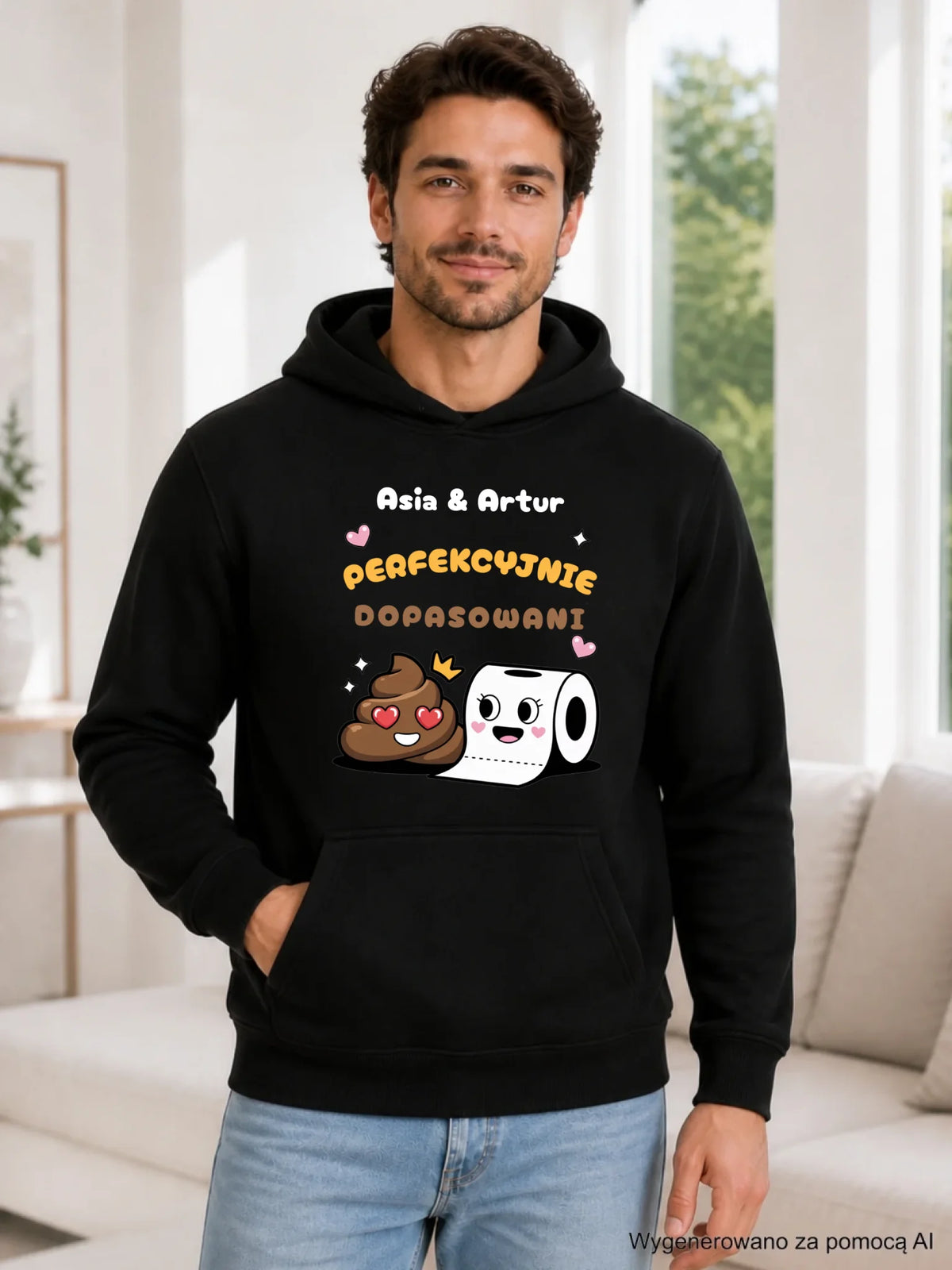 Bluza męska z kapturem - Perfekcyjnie dopasowani - personalizowana W81