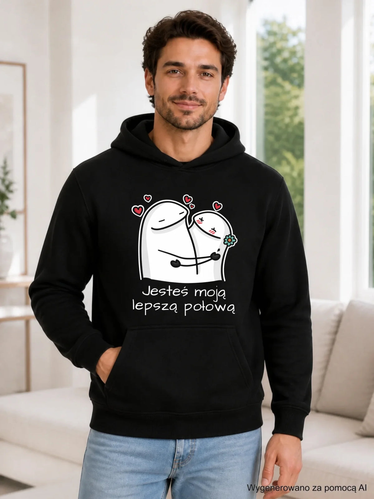 Bluza męska z kapturem - Jesteś moją lepszą połową W87