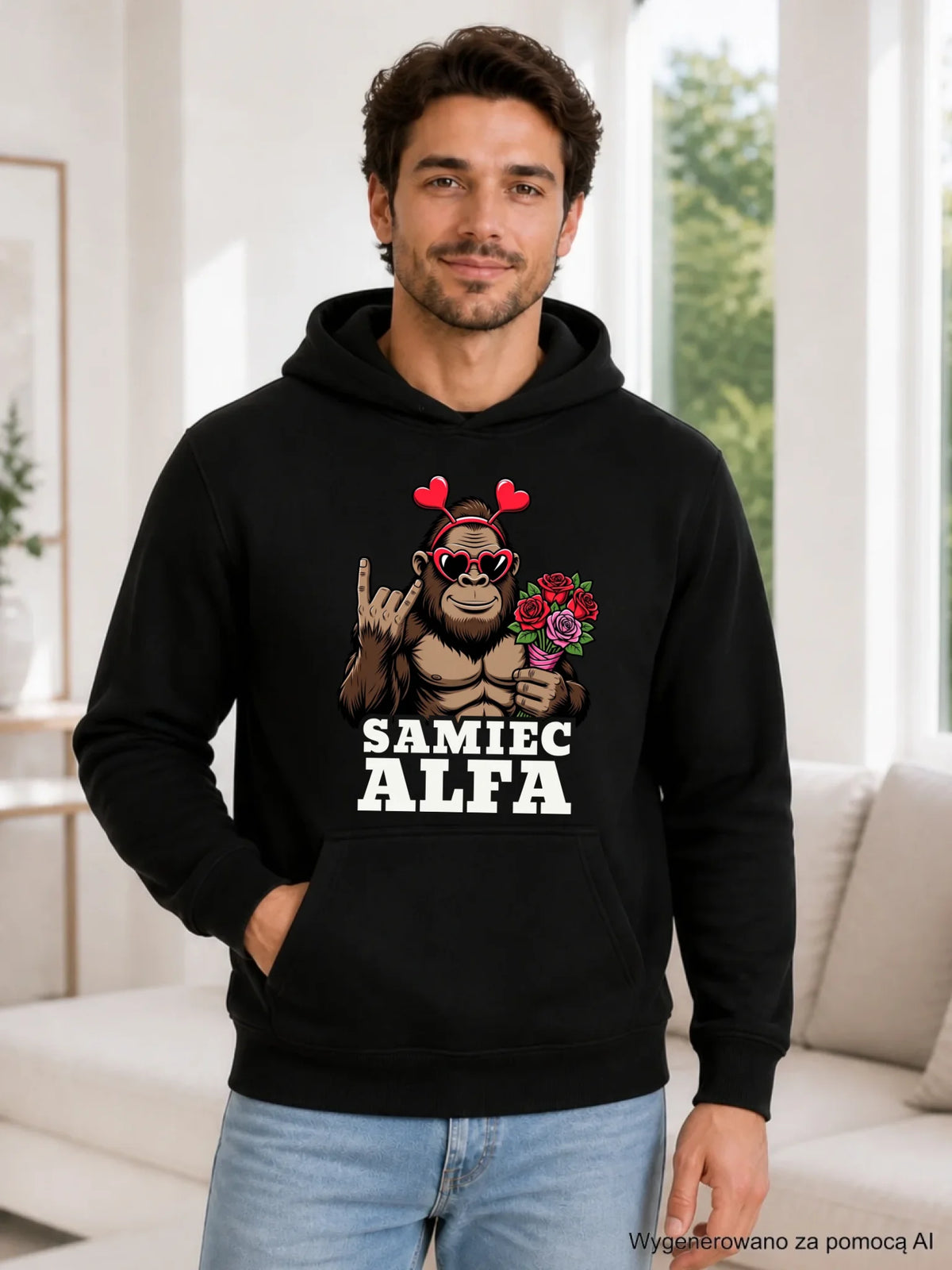 Bluza męska z kapturem - Samiec Alfa W74