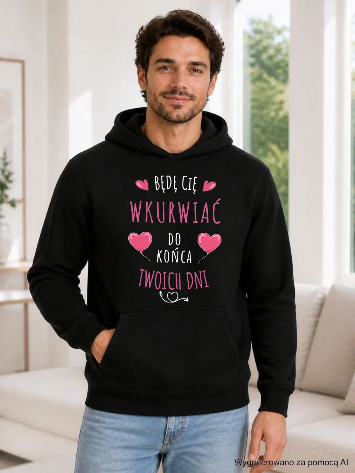 Bluza męska z kapturem - Będę Cię wku*rwiać do końca Twoich dni - bez cenzury W62