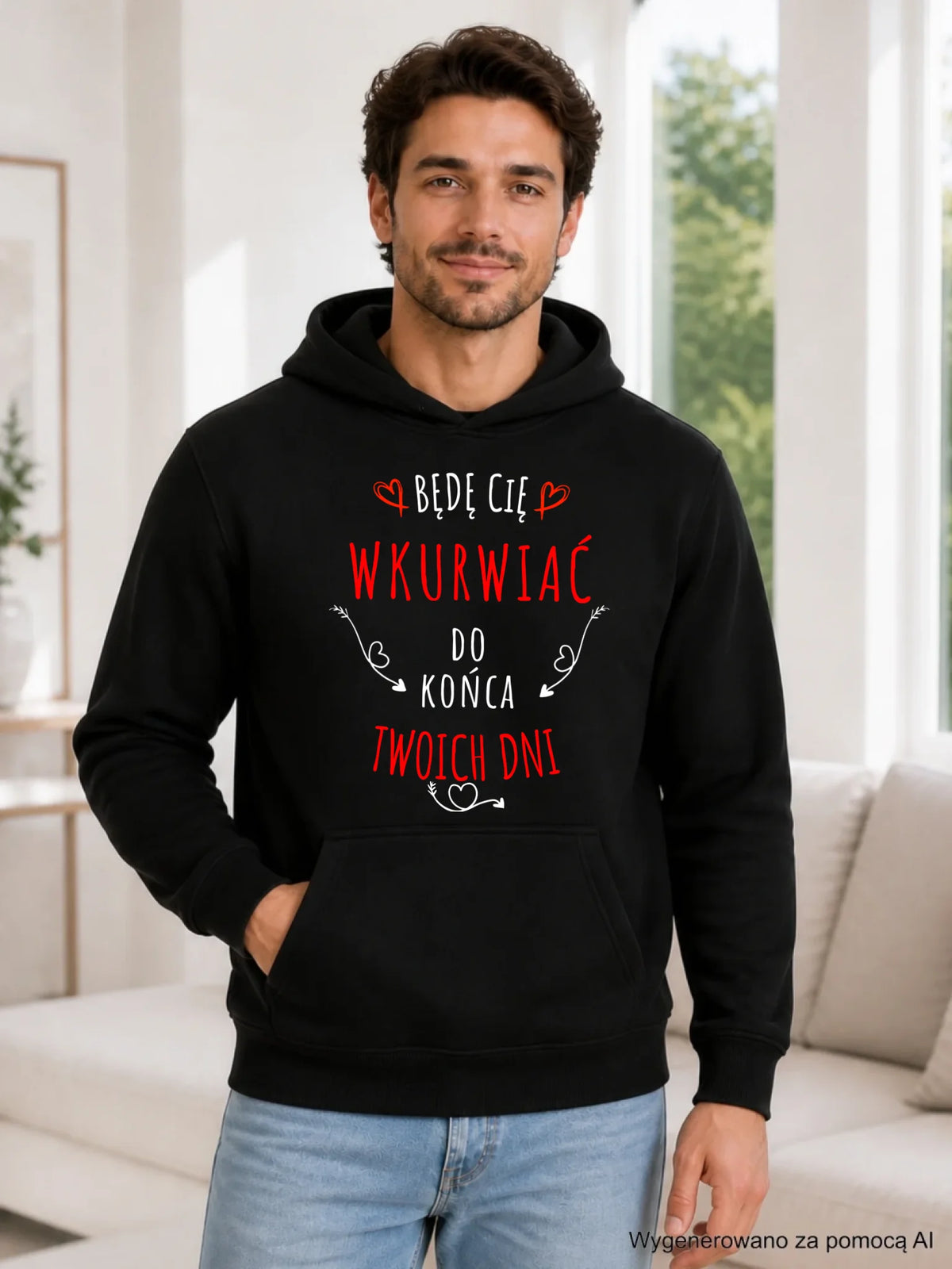 Bluza męska z kapturem - Będę Cię wku*wiać do końca Twoich dni - bez cenzury W61