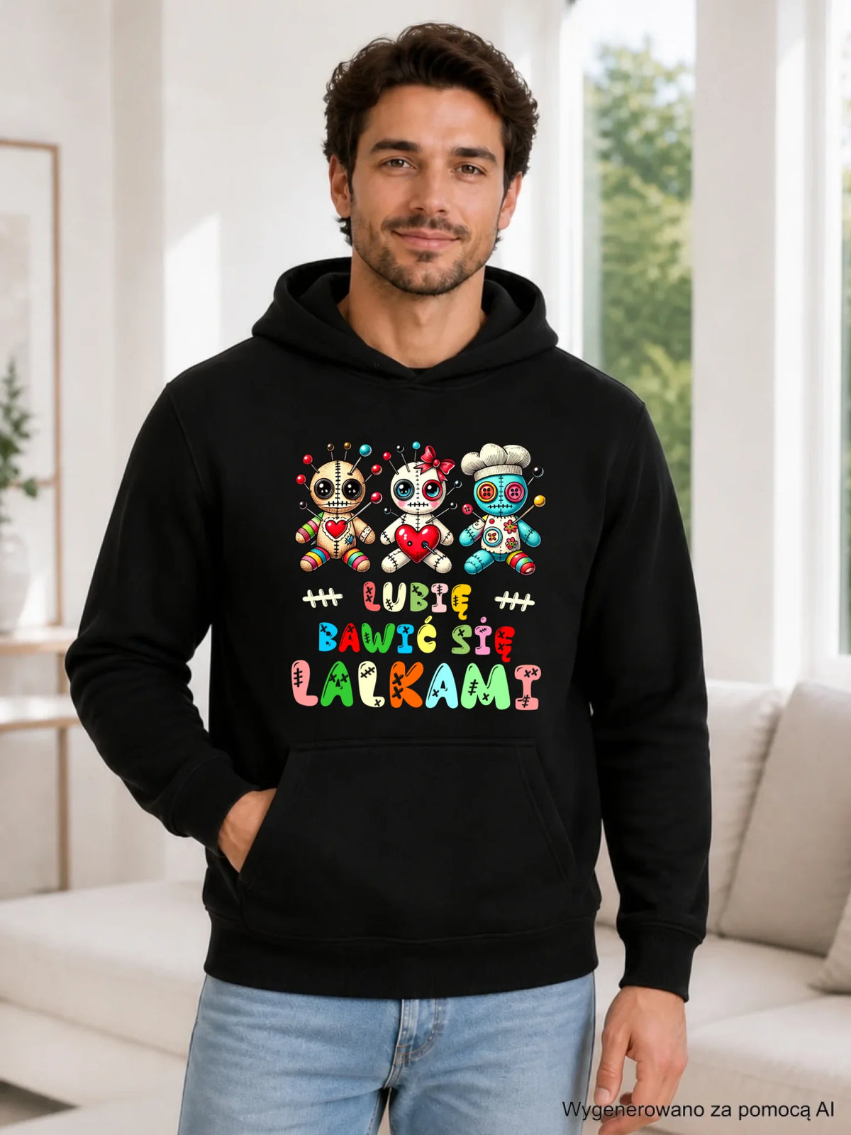 Bluza męska z kapturem - Voodoo Lubię bawić się lalkami W52