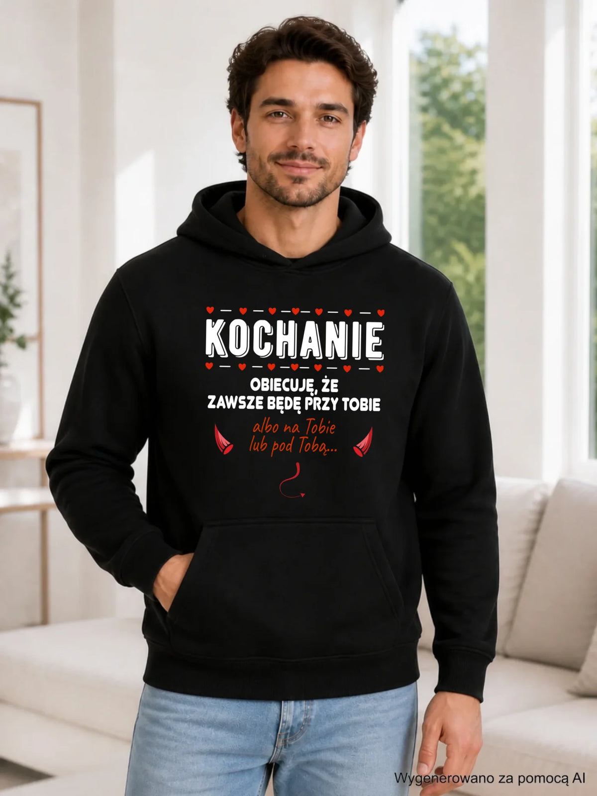 Bluza męska z kapturem - Obiecuję, że zawsze będę przy Tobie W50