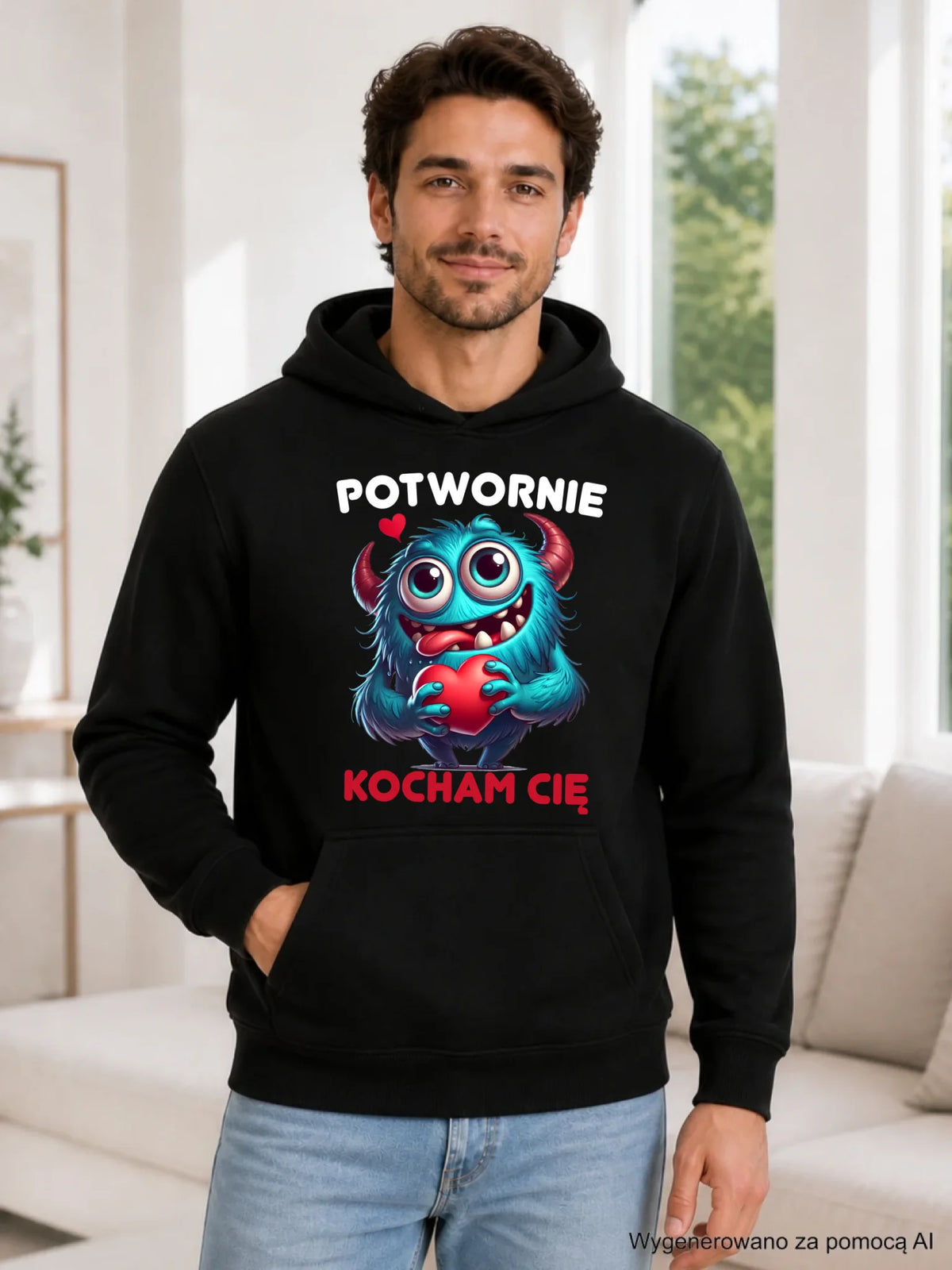 Bluza męska z kapturem - Potwornie Kocham Cię W45