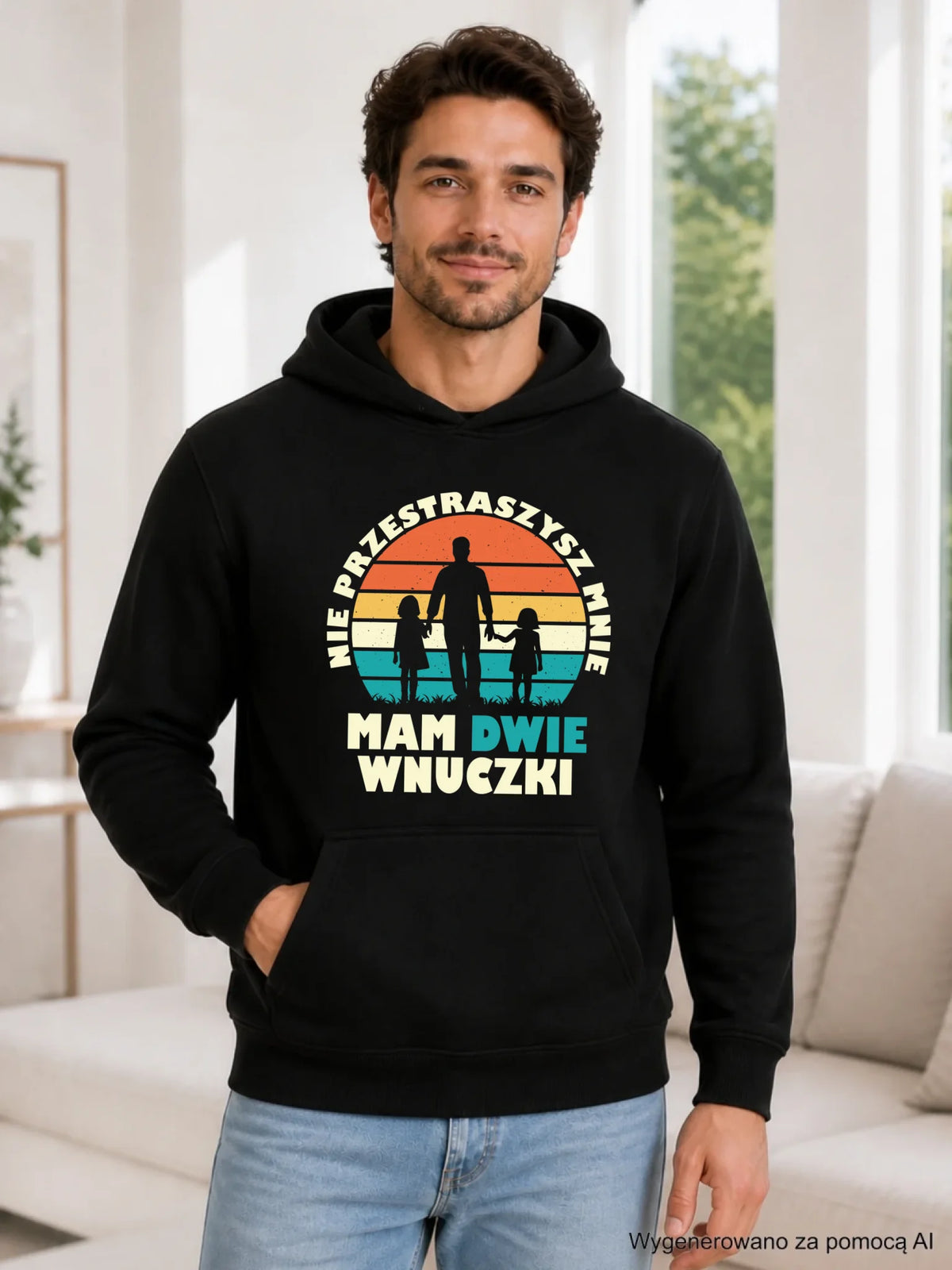 Bluza z kapturem dla dziadka - Nie przestraszysz mnie mam dwie wnuczki D41